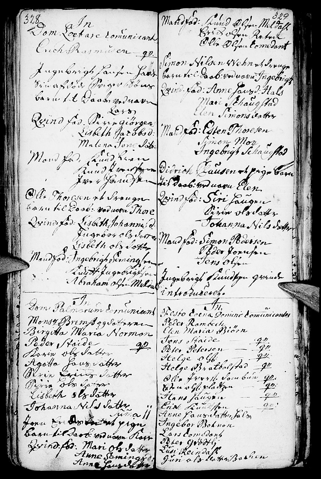 Kvikne prestekontor, SAH/PREST-064/H/Ha/Haa/L0001: Parish register (official) no. 1, 1740-1756, p. 328-329