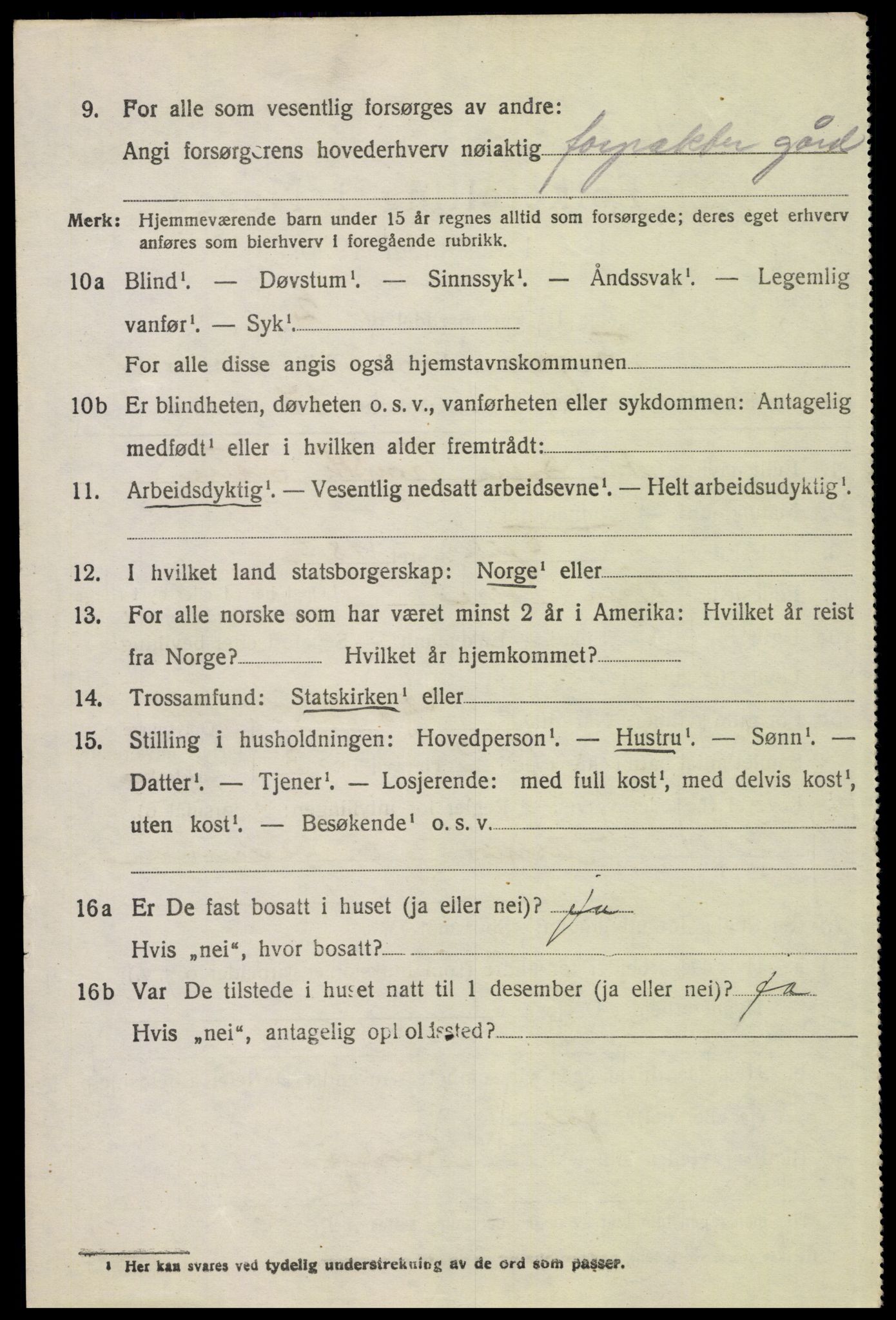 SAH, 1920 census for Tolga, 1920, p. 5190