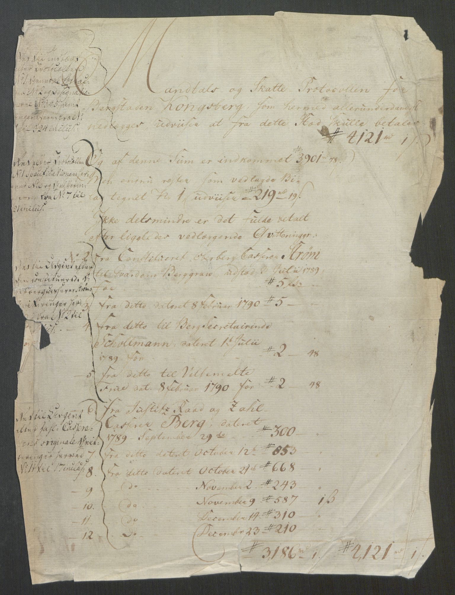 Rentekammeret inntil 1814, Reviderte regnskaper, Mindre regnskaper, AV/RA-EA-4068/Rf/Rfe/L0019: Jæren og Dalane fogderi, Kongsberg, 1789, p. 229