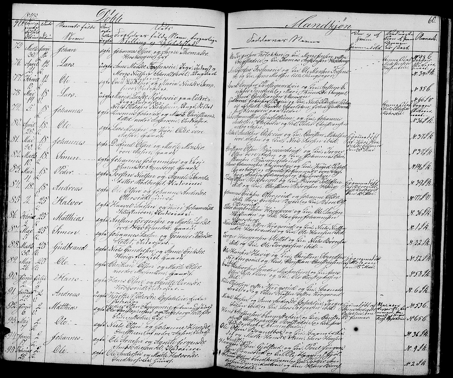 Ringsaker prestekontor, AV/SAH-PREST-014/L/La/L0005: Parish register (copy) no. 5, 1839-1850, p. 60