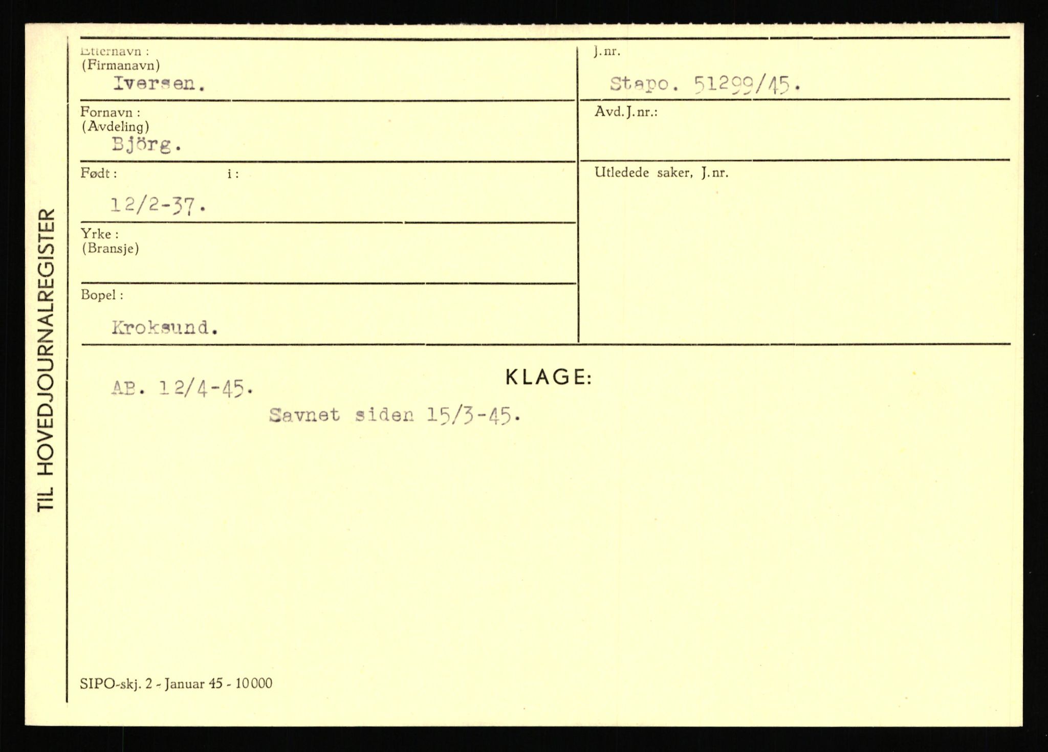 Statspolitiet - Hovedkontoret / Osloavdelingen, AV/RA-S-1329/C/Ca/L0007: Hol - Joelsen, 1943-1945, p. 2642