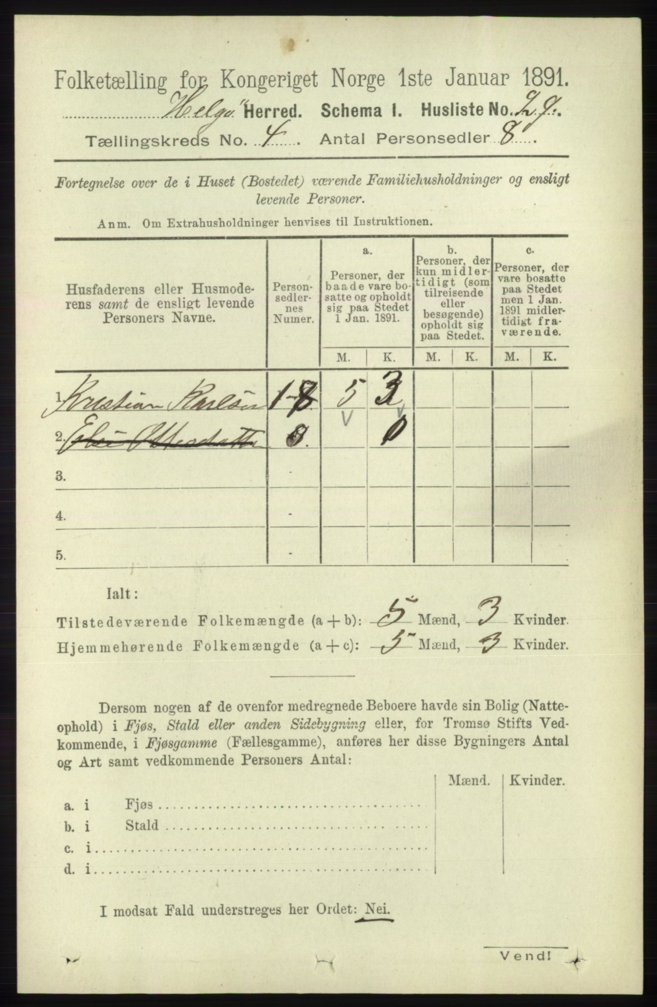 RA, 1891 census for 1935 Helgøy, 1891, p. 1005