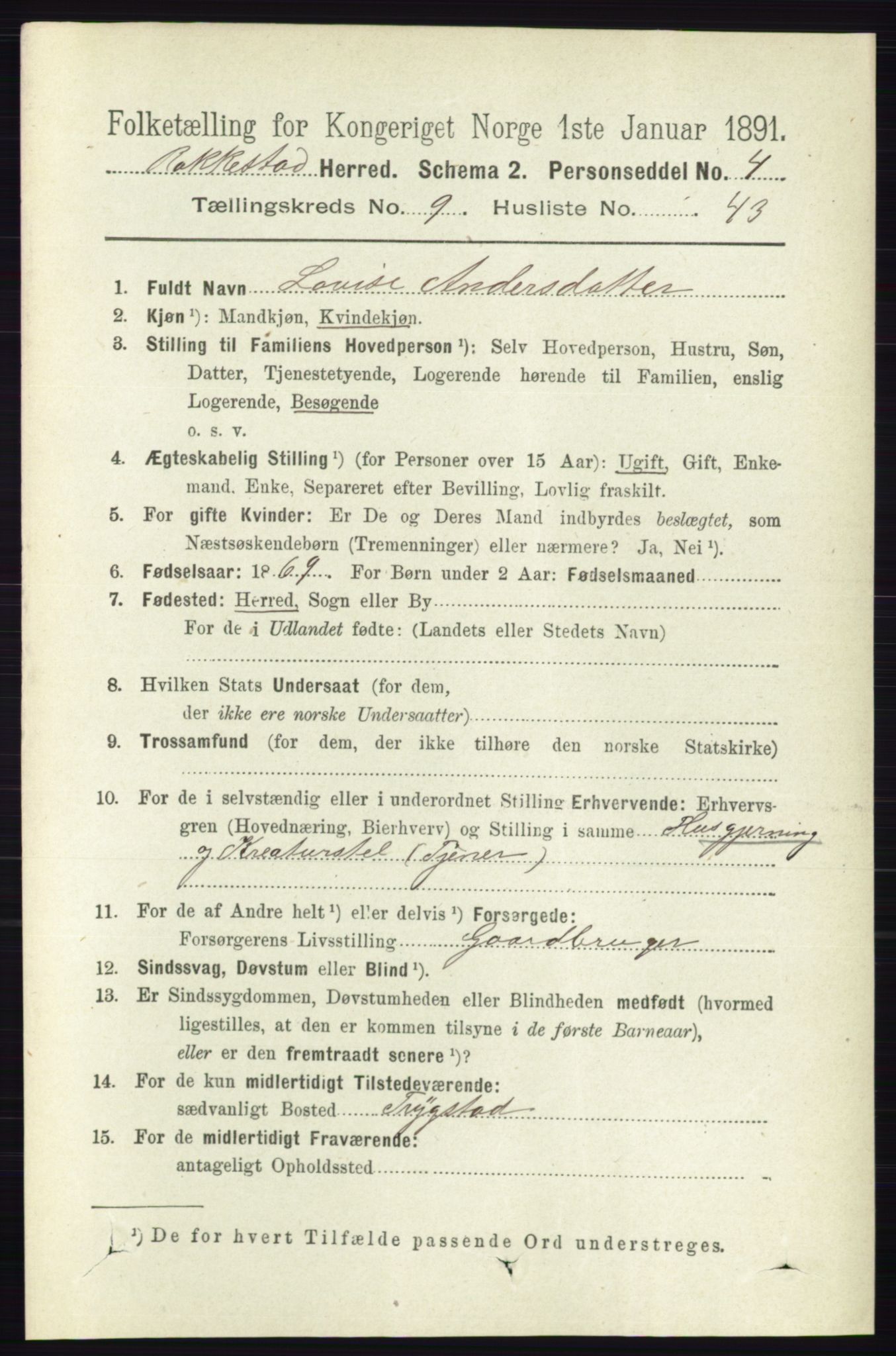 RA, 1891 census for 0128 Rakkestad, 1891, p. 4320