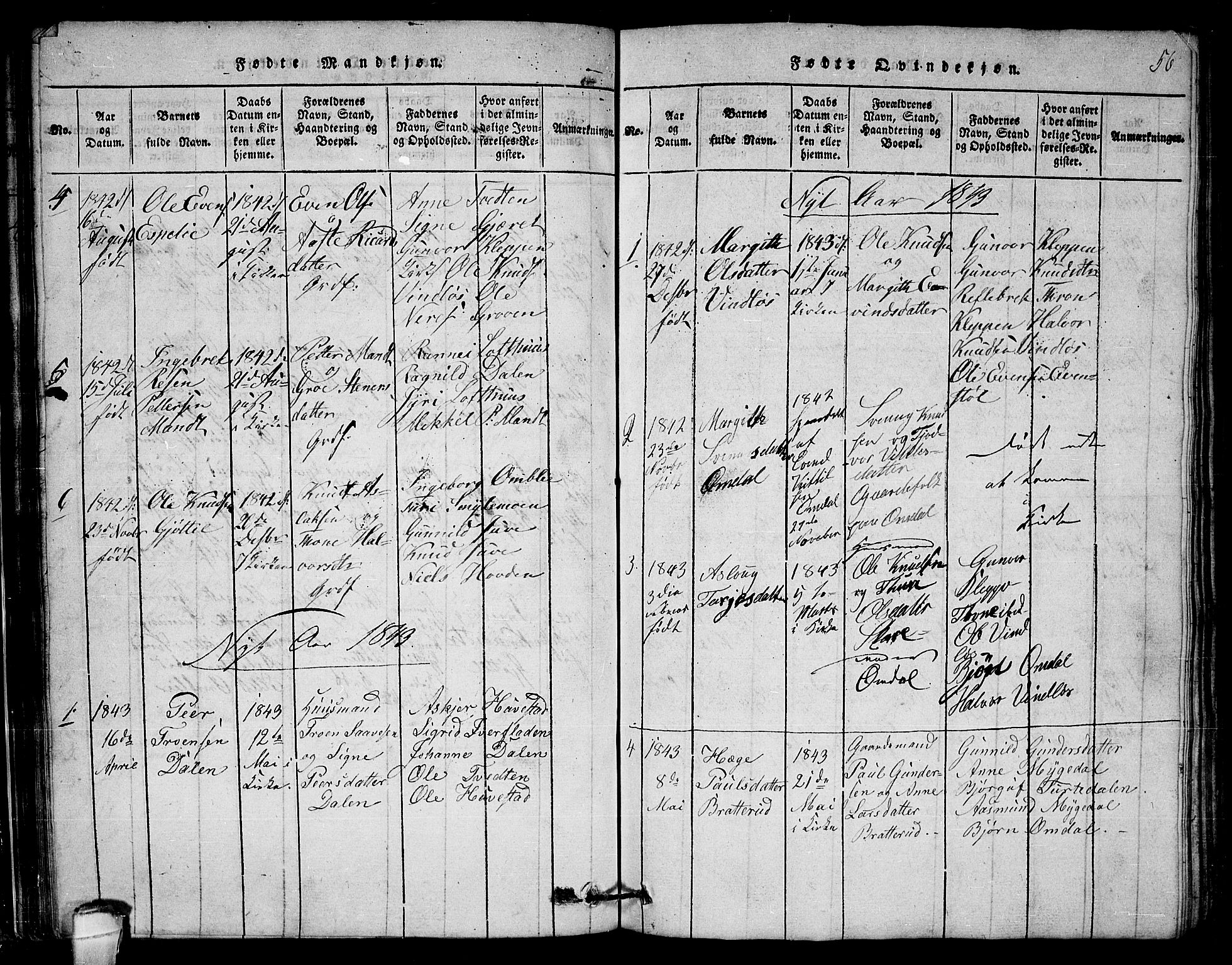 Lårdal kirkebøker, SAKO/A-284/G/Gb/L0001: Parish register (copy) no. II 1, 1815-1865, p. 56