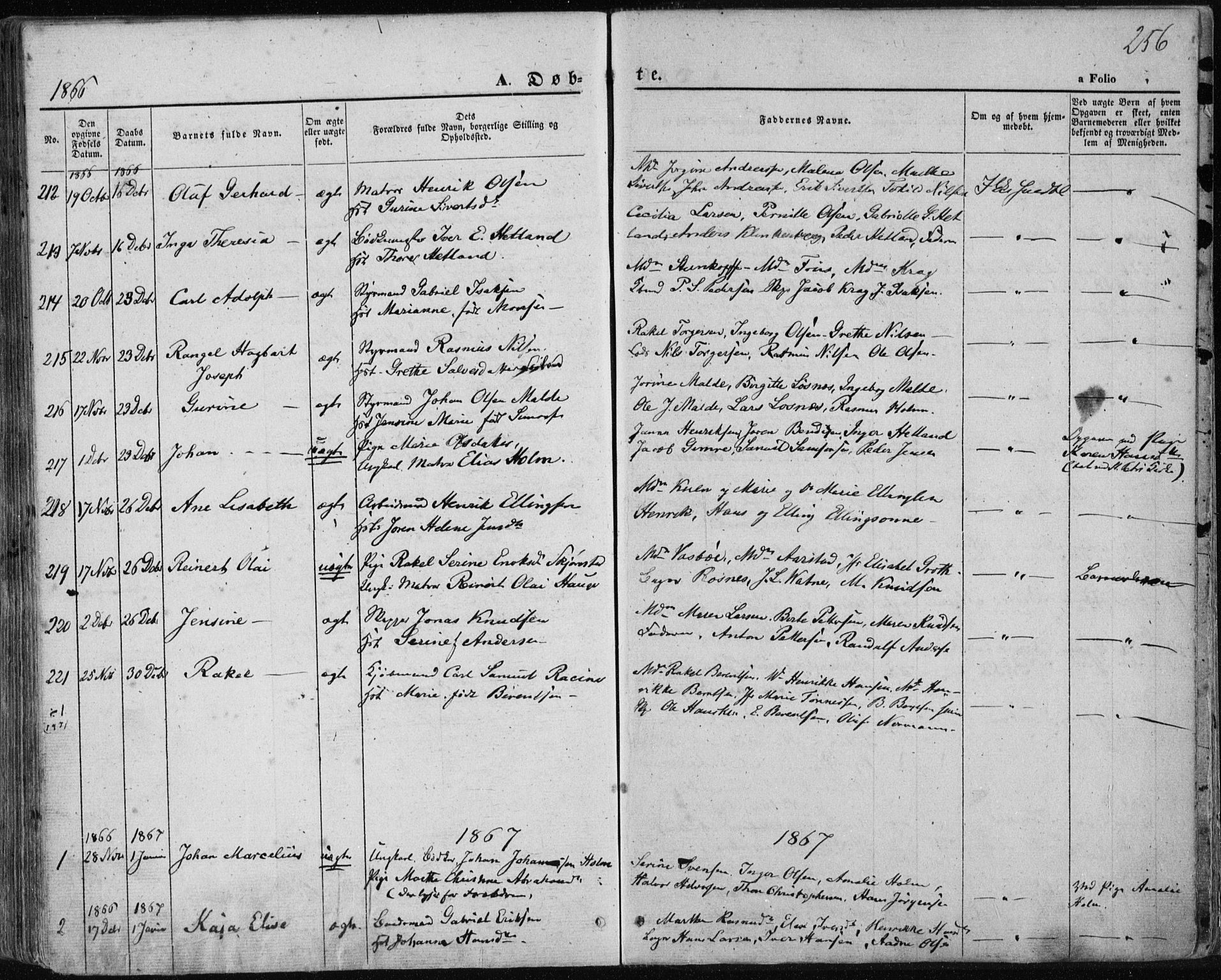 Domkirken sokneprestkontor, AV/SAST-A-101812/001/30/30BA/L0017: Parish register (official) no. A 16, 1855-1867, p. 256