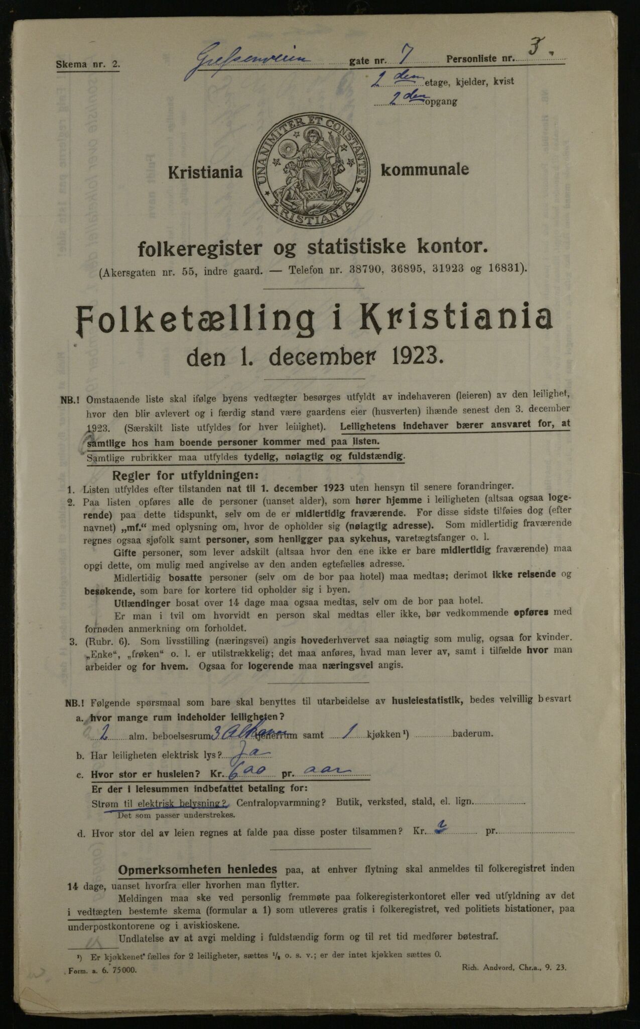 OBA, Municipal Census 1923 for Kristiania, 1923, p. 33420