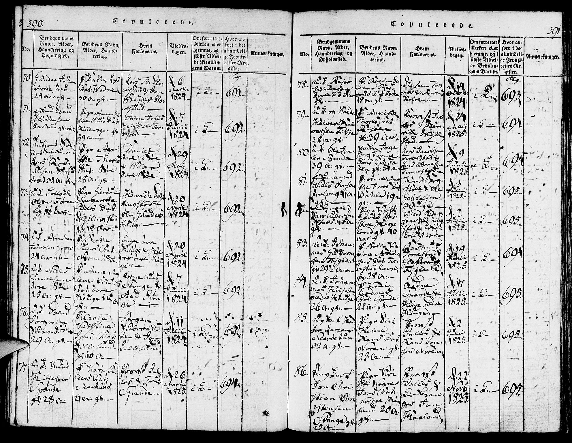 Torvastad sokneprestkontor, AV/SAST-A -101857/H/Ha/Haa/L0004: Parish register (official) no. A 3 /1, 1817-1836, p. 390-391