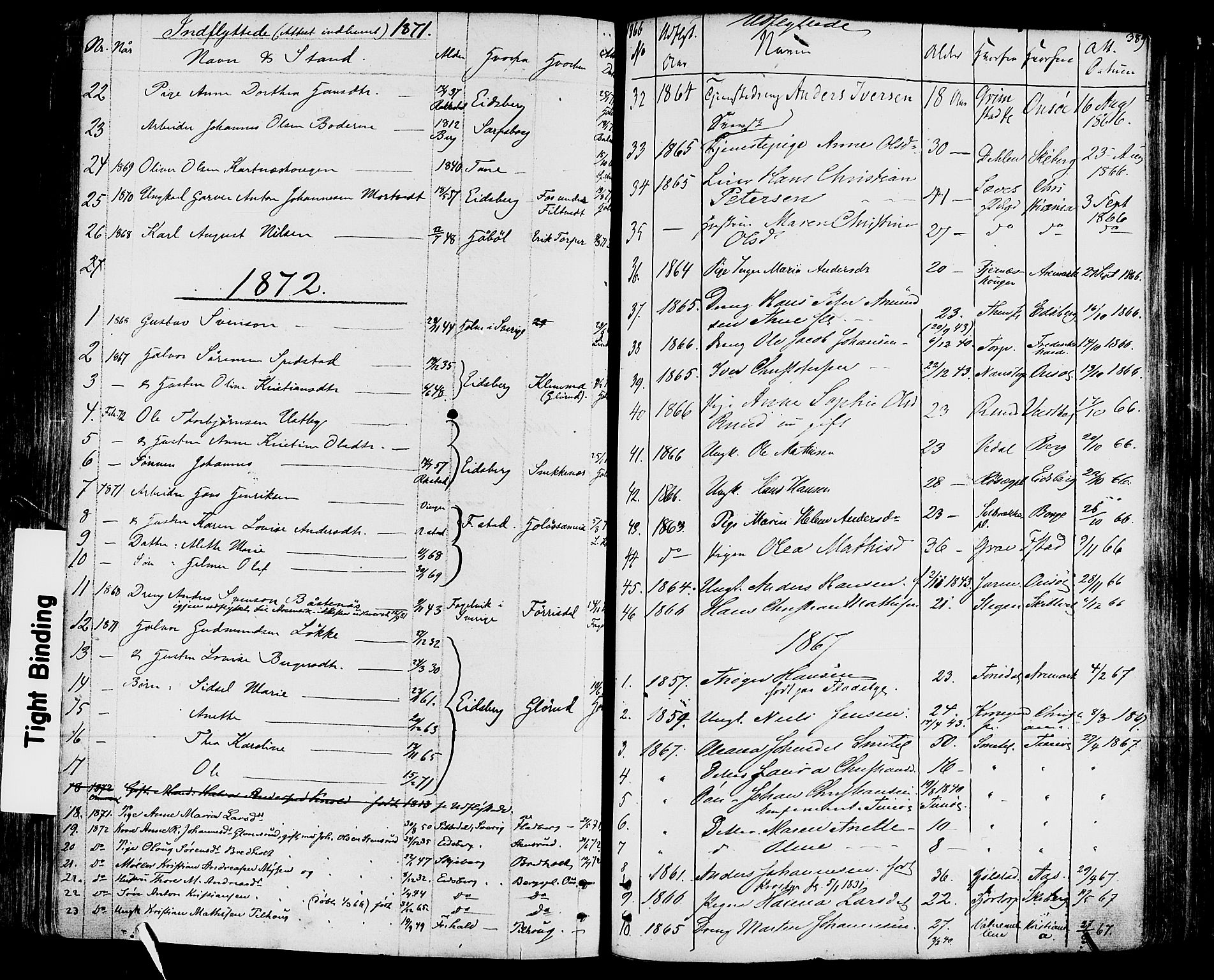 Rakkestad prestekontor Kirkebøker, SAO/A-2008/F/Fa/L0011: Parish register (official) no. I 11, 1862-1877, p. 389