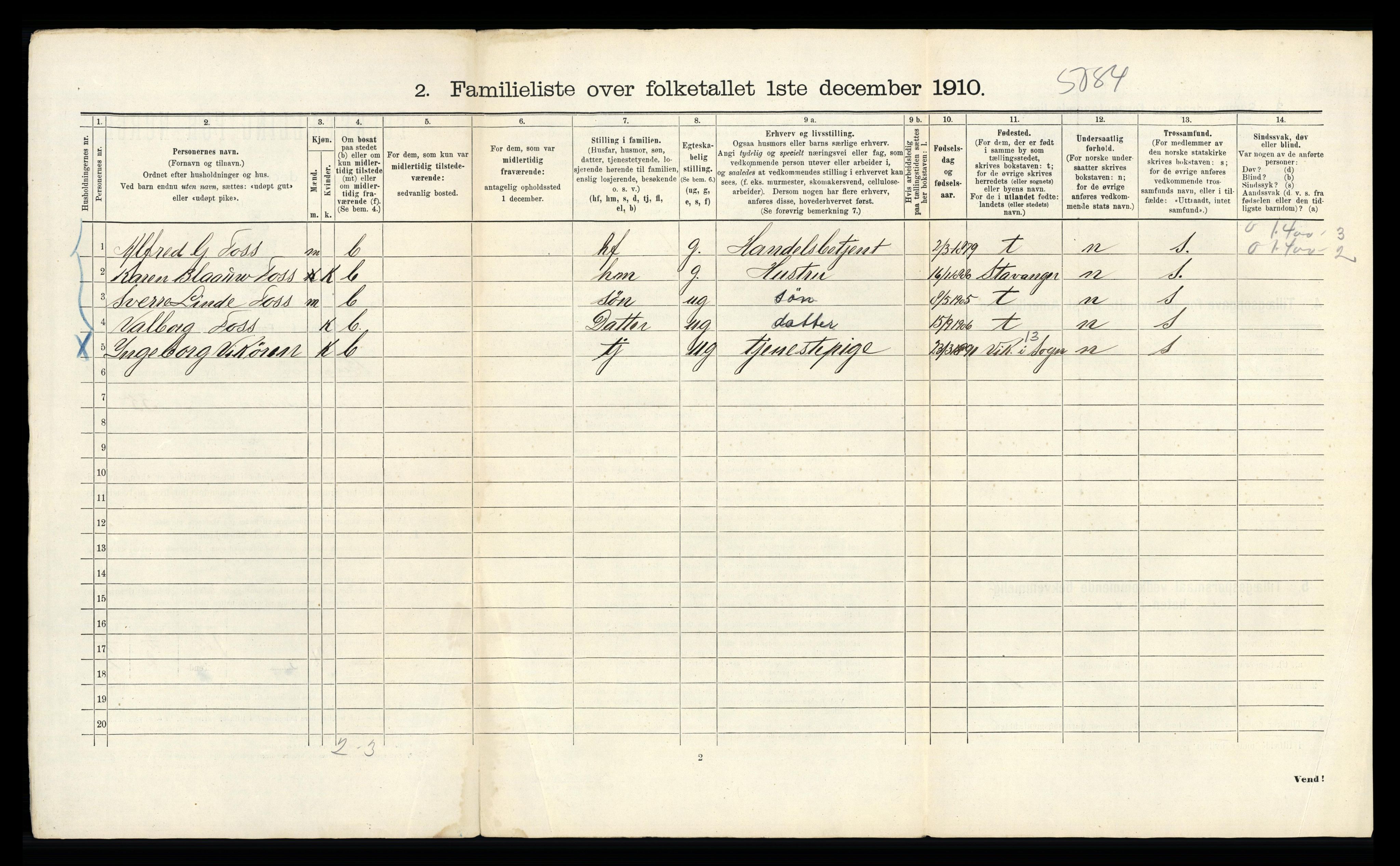 RA, 1910 census for Bergen, 1910, p. 37870