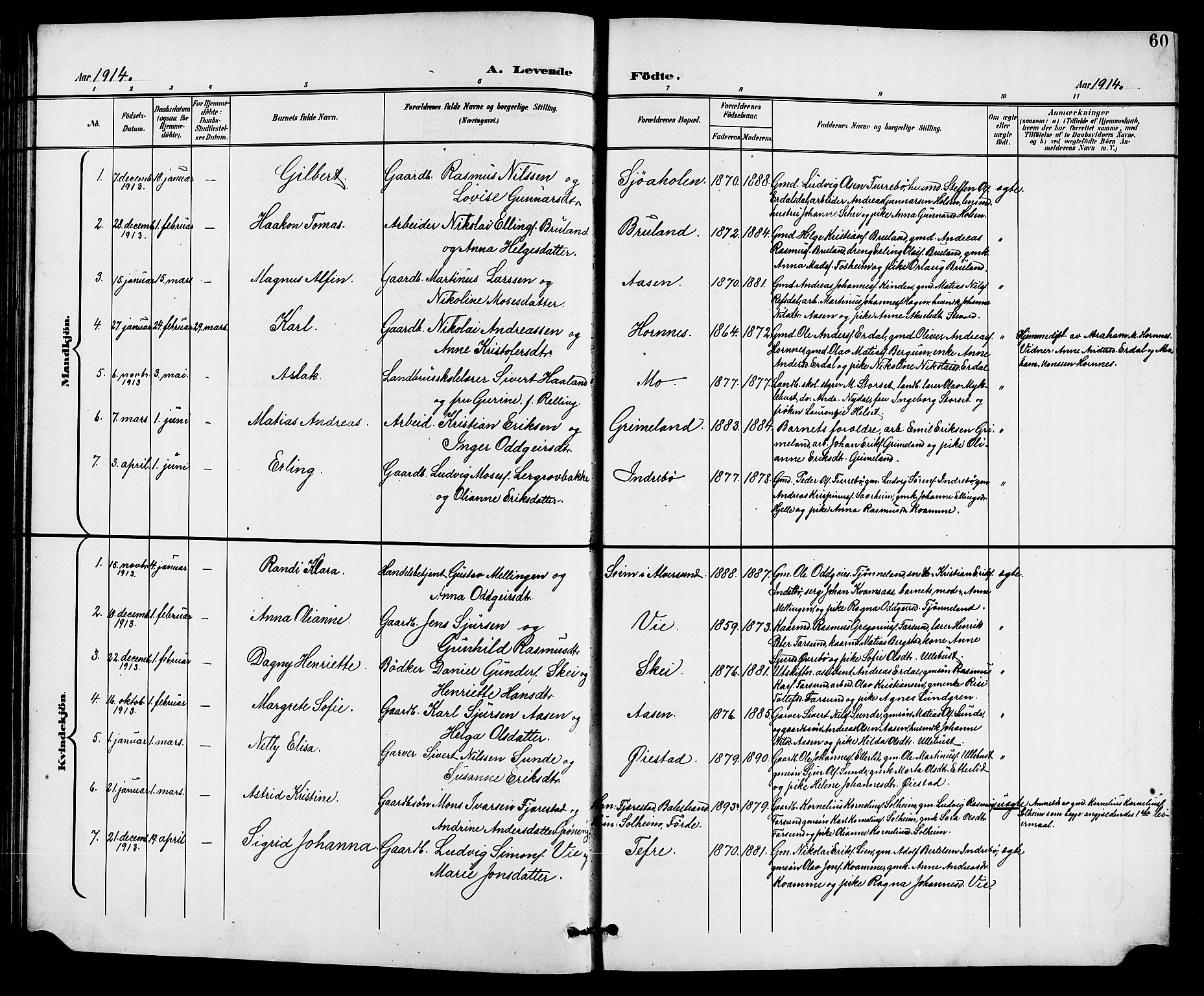 Førde sokneprestembete, SAB/A-79901/H/Hab/Haba/L0003: Parish register (copy) no. A 3, 1899-1924, p. 60