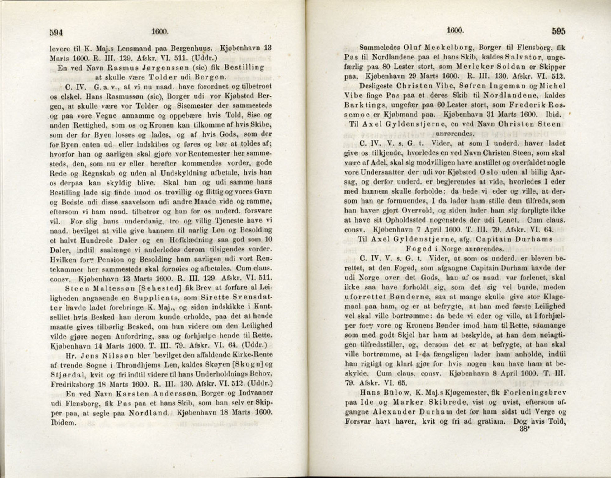 Publikasjoner utgitt av Det Norske Historiske Kildeskriftfond, PUBL/-/-/-: Norske Rigs-Registranter, bind 3, 1588-1602, p. 594-595