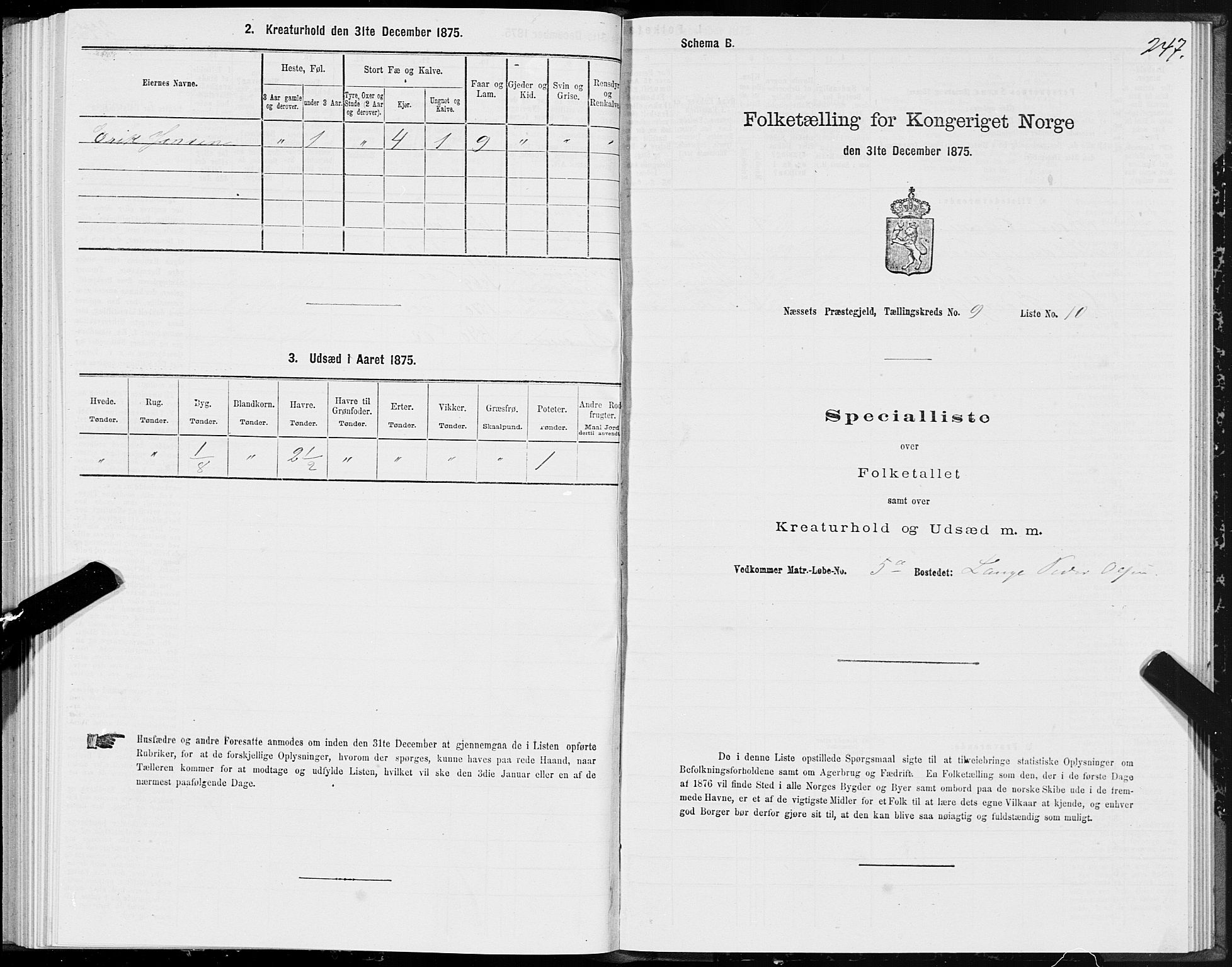 SAT, 1875 census for 1543P Nesset, 1875, p. 4247