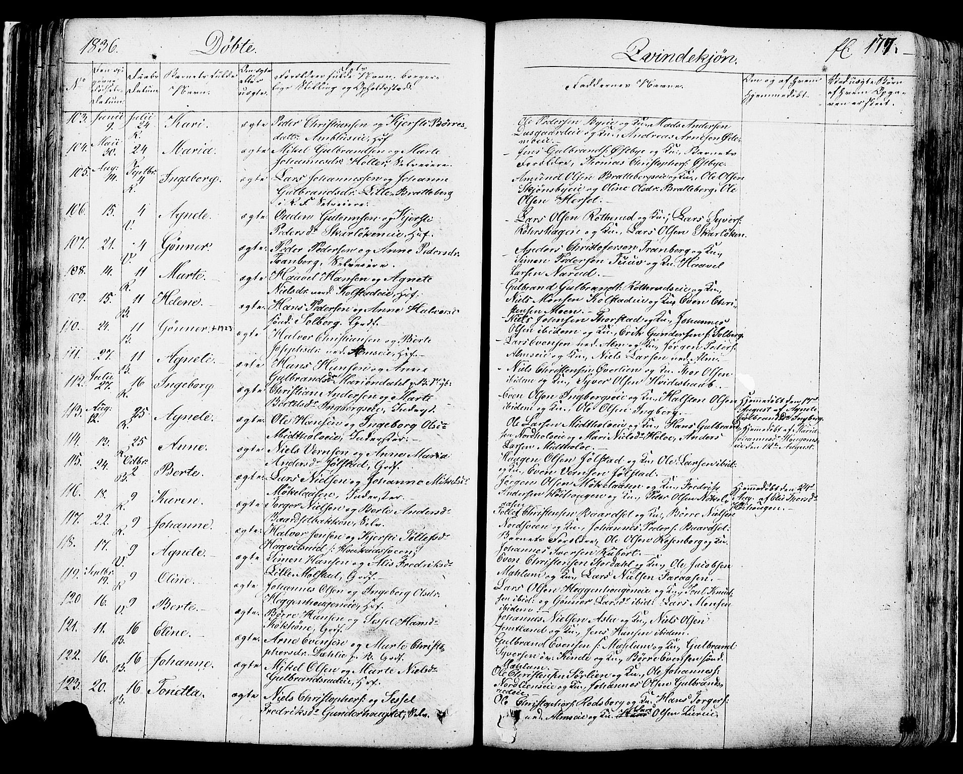 Ringsaker prestekontor, AV/SAH-PREST-014/K/Ka/L0007: Parish register (official) no. 7A, 1826-1837, p. 177