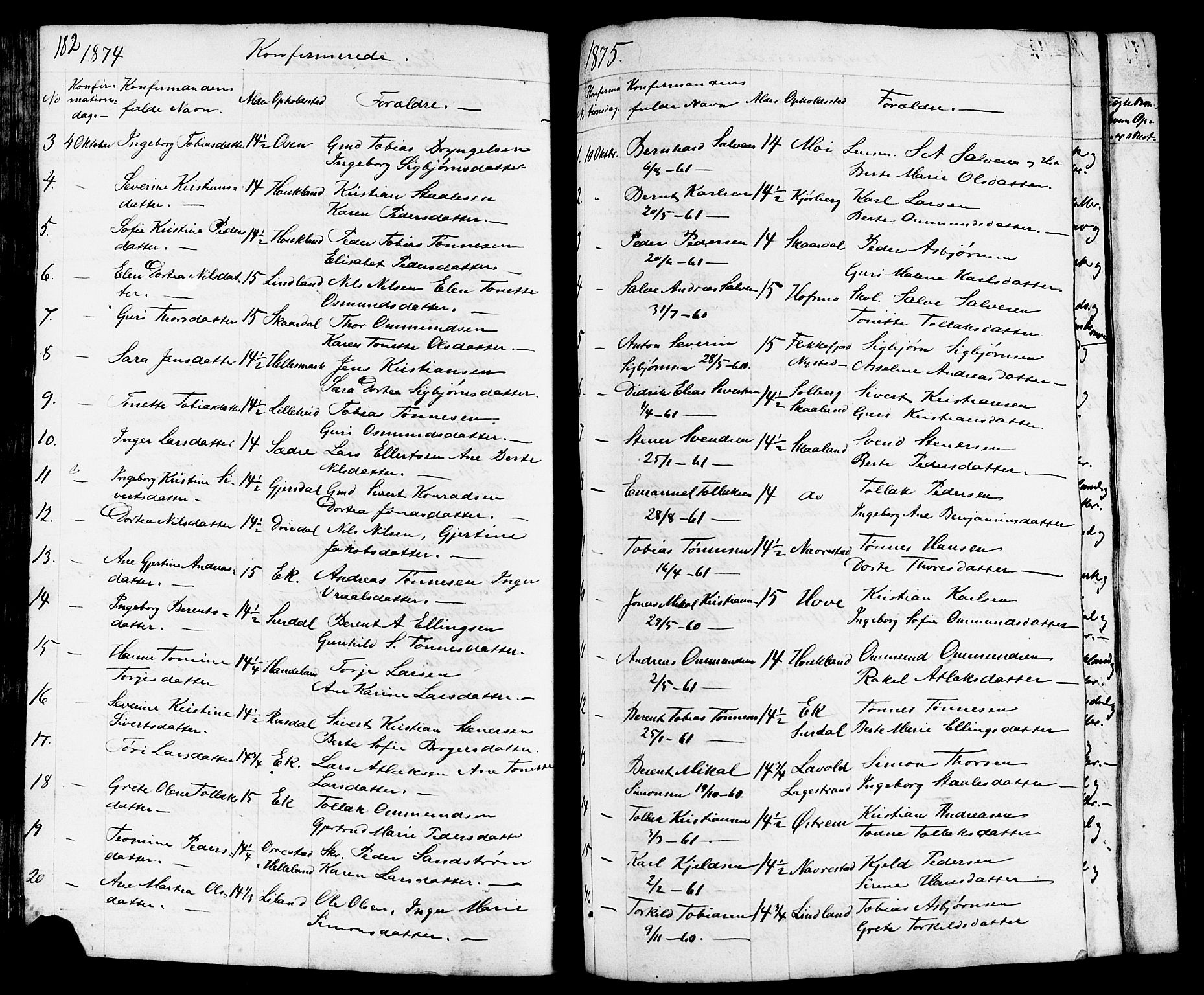 Lund sokneprestkontor, AV/SAST-A-101809/S07/L0003: Parish register (copy) no. B 3, 1848-1885, p. 182