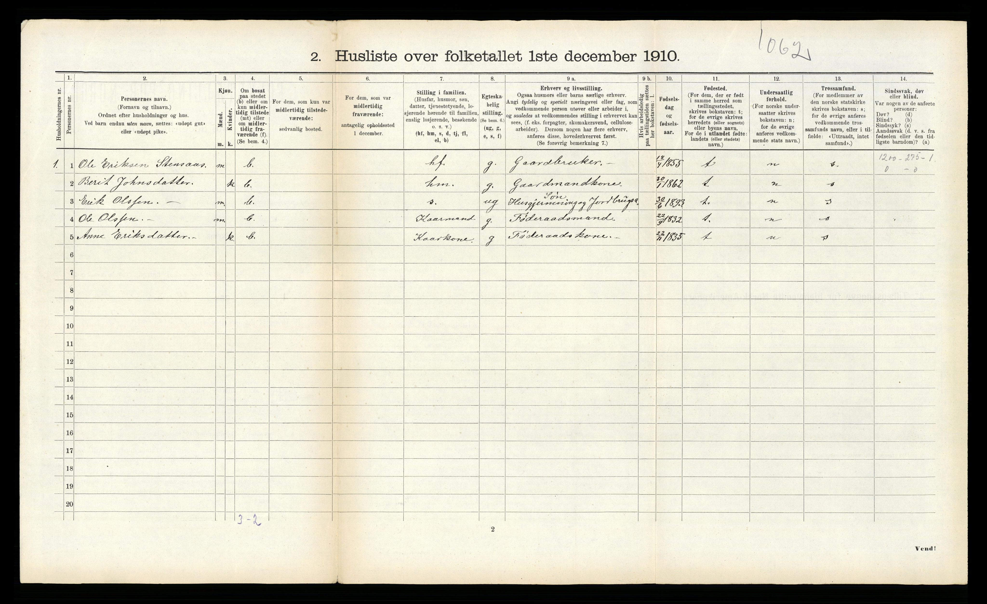 RA, 1910 census for Soknedal, 1910, p. 324