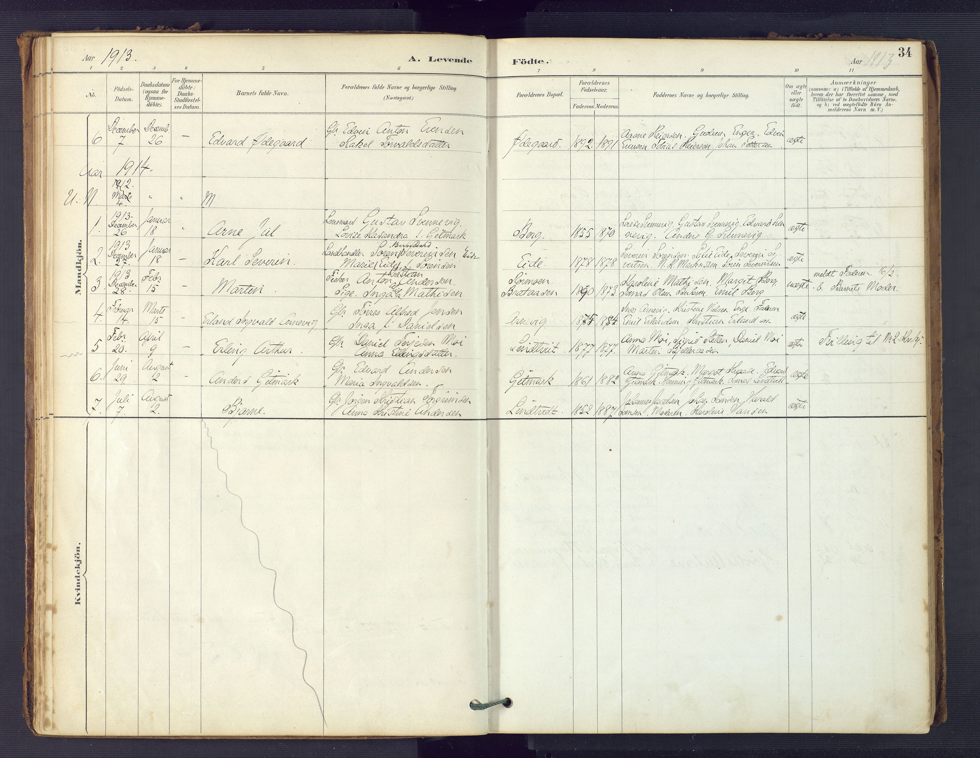 Hommedal sokneprestkontor, SAK/1111-0023/F/Fa/Faa/L0003: Parish register (official) no. A 3, 1885-1916, p. 34