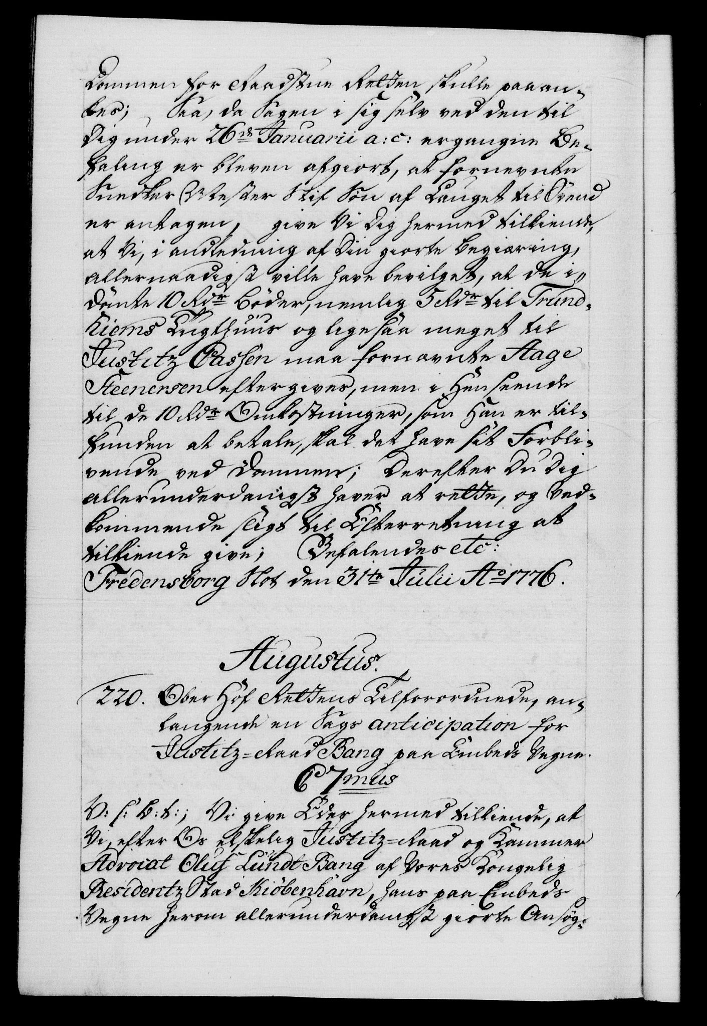 Danske Kanselli 1572-1799, AV/RA-EA-3023/F/Fc/Fca/Fcab/L0041: Norske tegnelser, 1773-1776, p. 836b