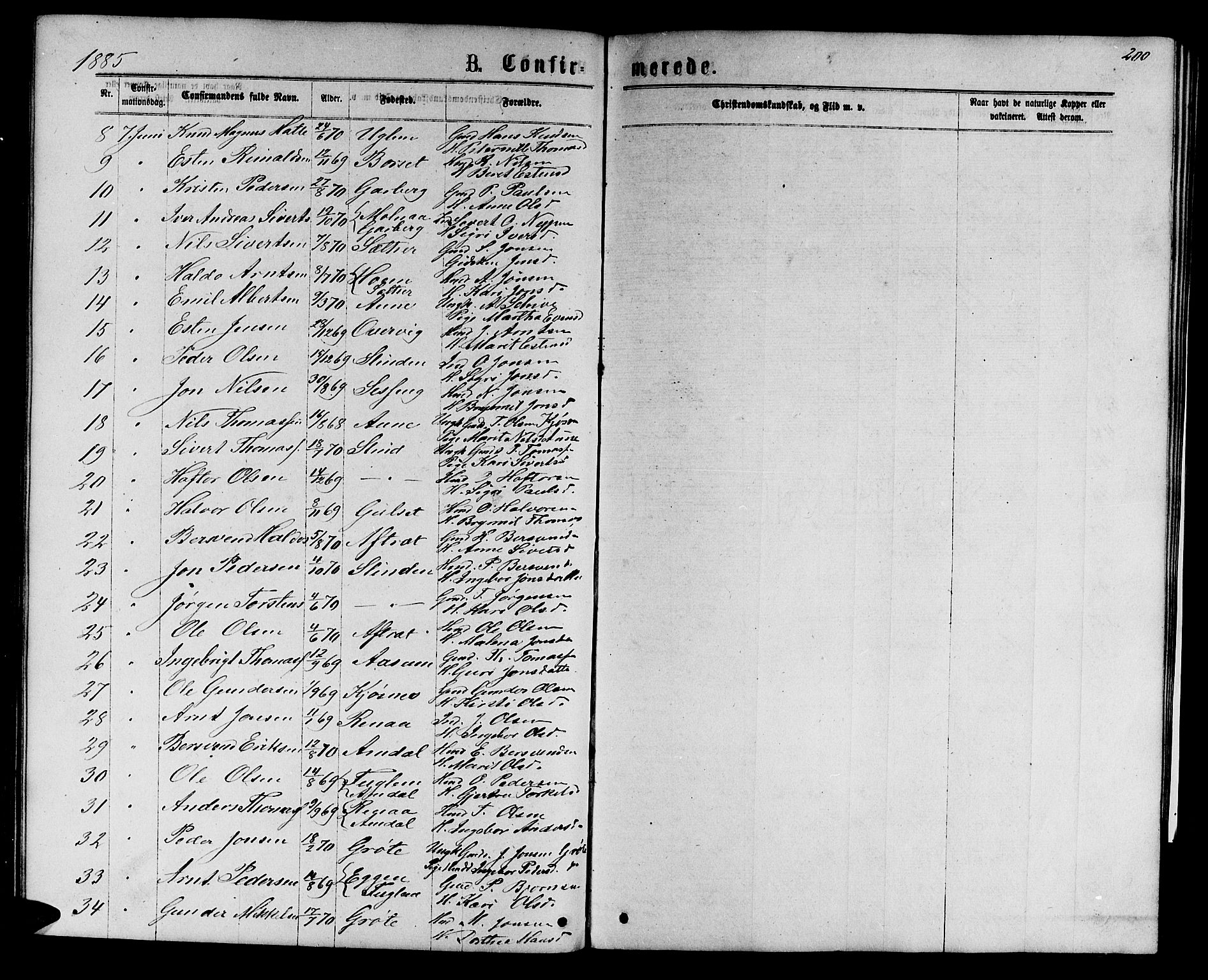 Ministerialprotokoller, klokkerbøker og fødselsregistre - Sør-Trøndelag, AV/SAT-A-1456/695/L1156: Parish register (copy) no. 695C07, 1869-1888, p. 200