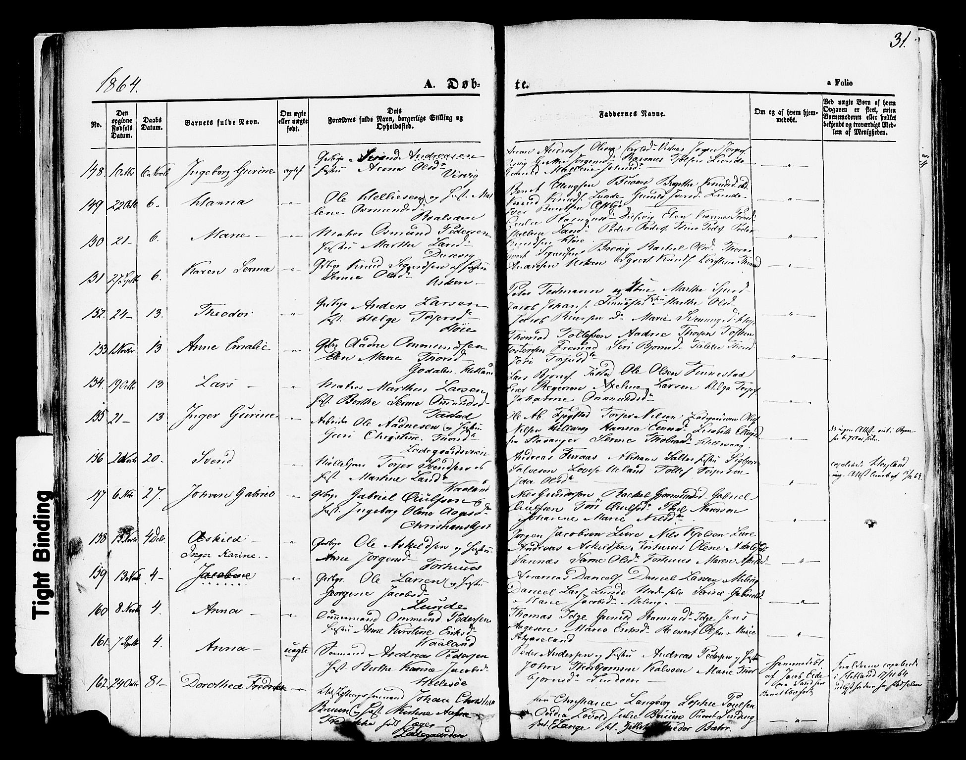 Hetland sokneprestkontor, AV/SAST-A-101826/30/30BA/L0003: Parish register (official) no. A 3, 1862-1876, p. 31
