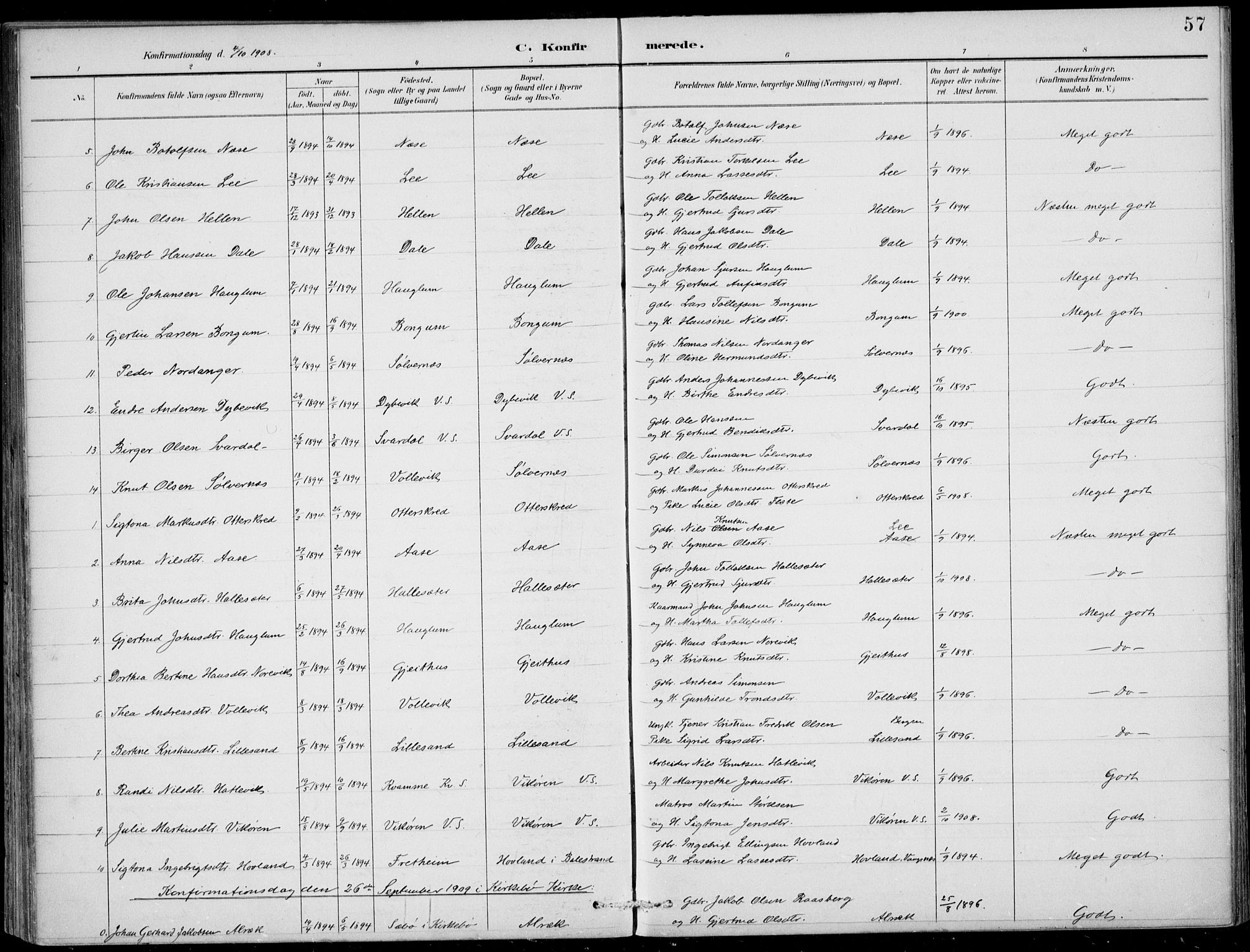 Vik sokneprestembete, SAB/A-81501: Parish register (official) no. C  2, 1891-1910, p. 57