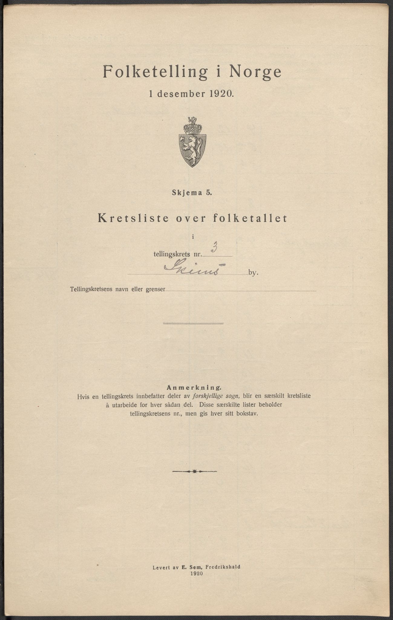 SAKO, 1920 census for Skien, 1920, p. 18