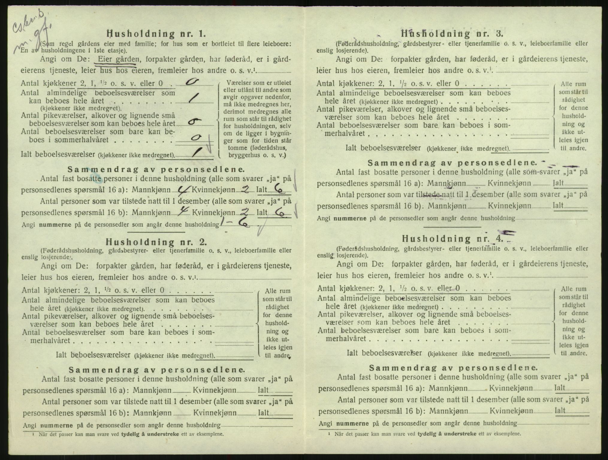 SAK, 1920 census for Bykle, 1920, p. 156