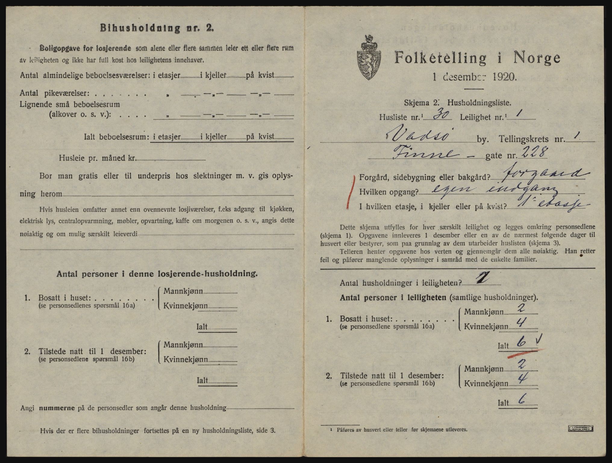 SATØ, 1920 census for Vadsø, 1920, p. 654