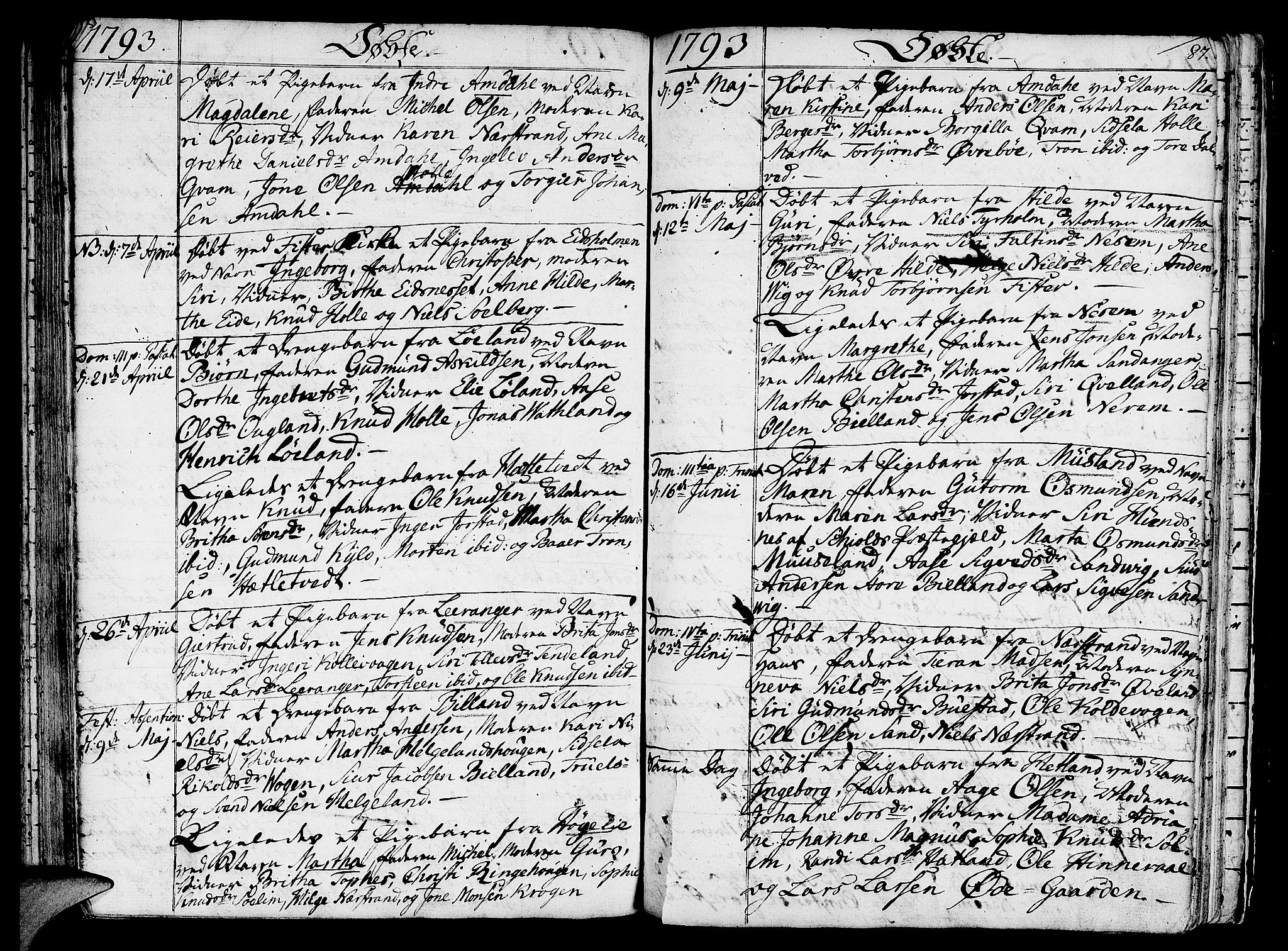 Nedstrand sokneprestkontor, AV/SAST-A-101841/01/IV: Parish register (official) no. A 4, 1779-1795, p. 87