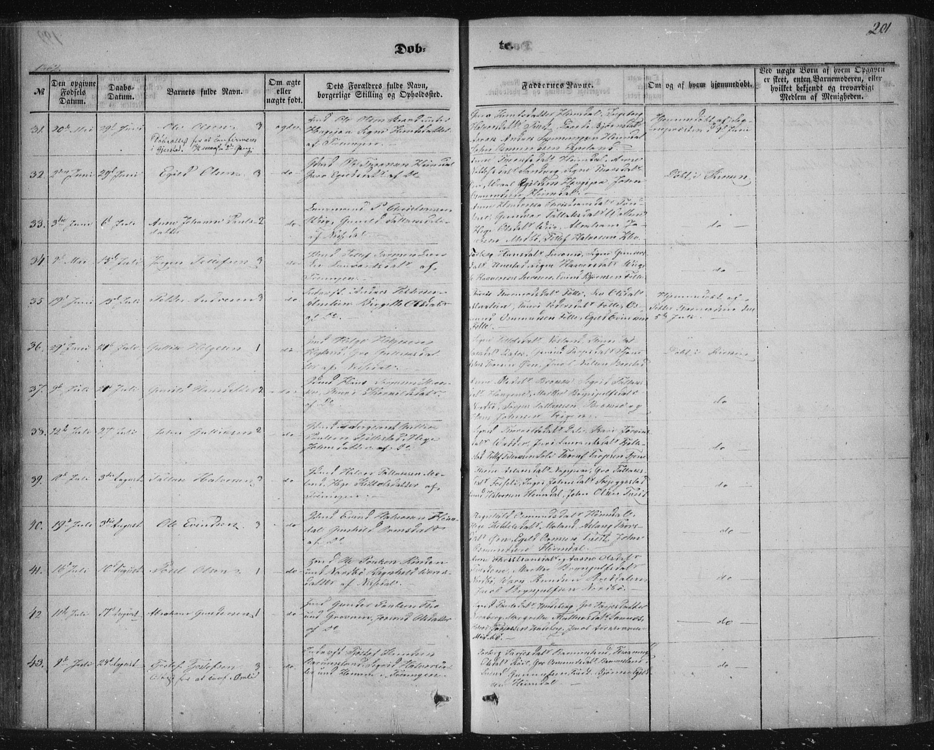 Nissedal kirkebøker, SAKO/A-288/F/Fa/L0003: Parish register (official) no. I 3, 1846-1870, p. 200-201