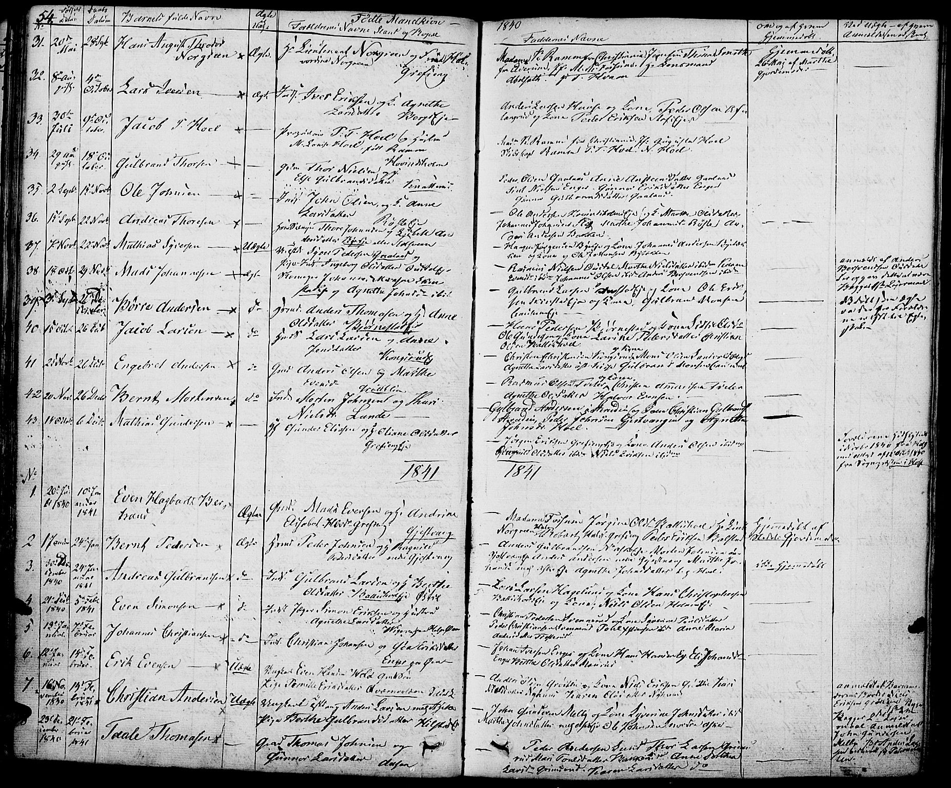 Nes prestekontor, Hedmark, AV/SAH-PREST-020/K/Ka/L0003: Parish register (official) no. 3, 1827-1851, p. 54