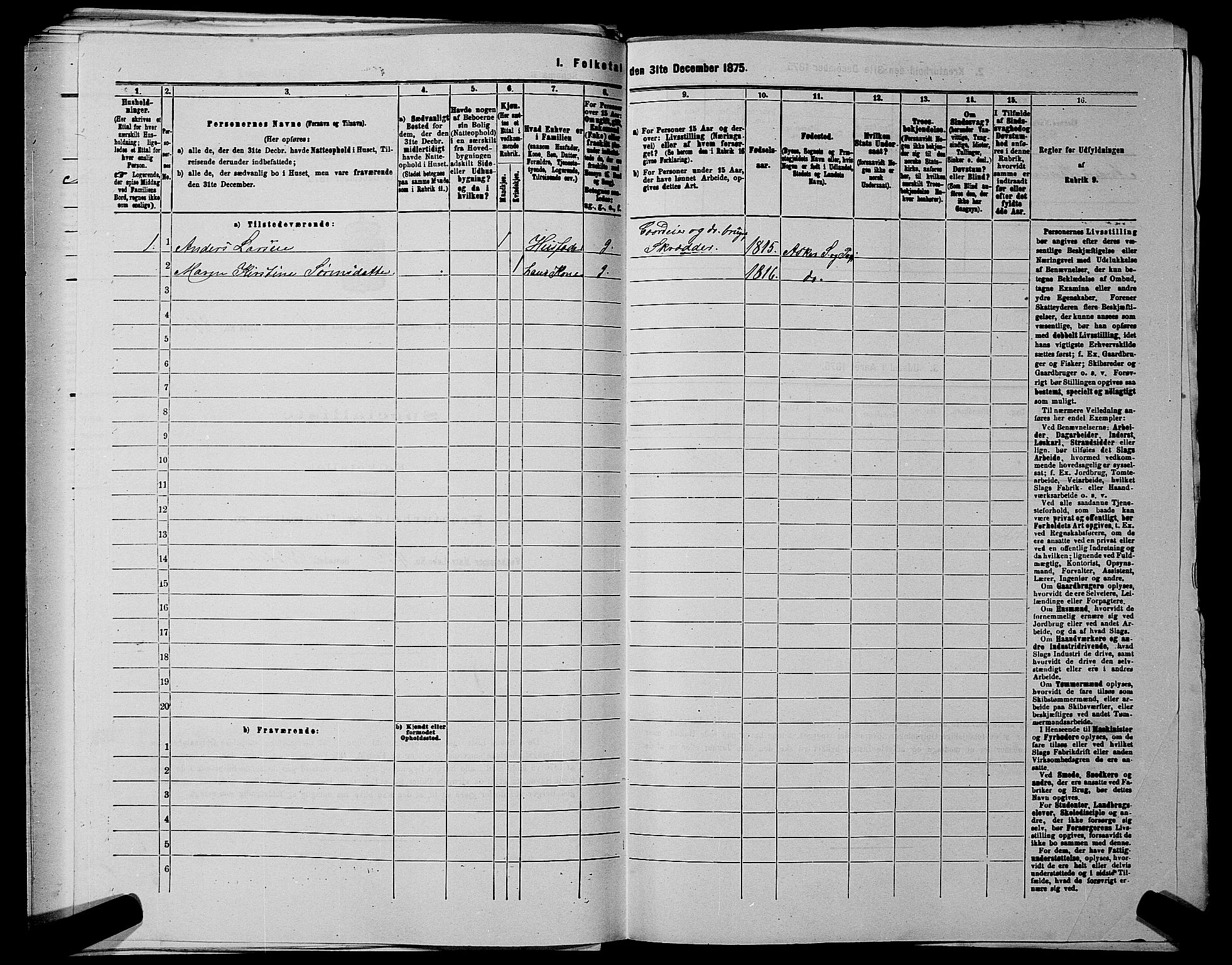 RA, 1875 census for 0220P Asker, 1875, p. 342