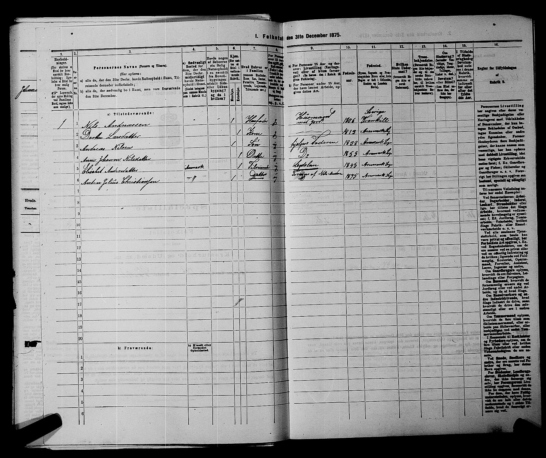 RA, 1875 census for 0118P Aremark, 1875, p. 199