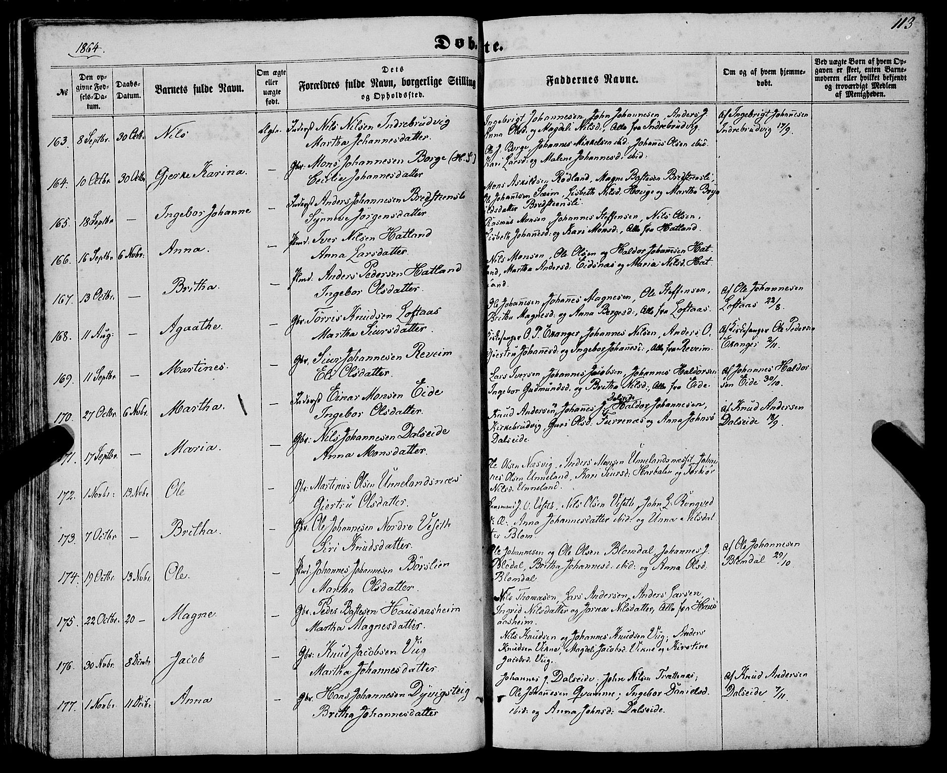 Haus sokneprestembete, SAB/A-75601/H/Haa: Parish register (official) no. A 17, 1858-1870, p. 113