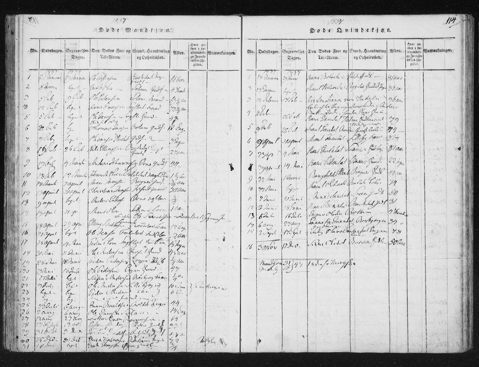 Ministerialprotokoller, klokkerbøker og fødselsregistre - Sør-Trøndelag, AV/SAT-A-1456/687/L0996: Parish register (official) no. 687A04, 1816-1842, p. 114