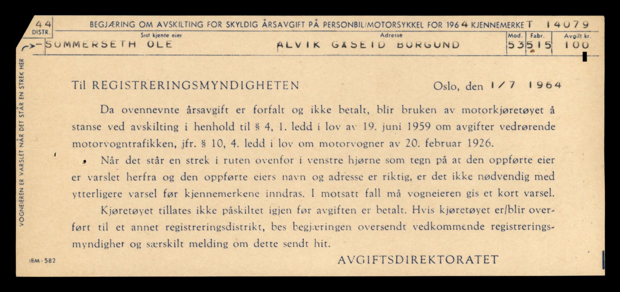 Møre og Romsdal vegkontor - Ålesund trafikkstasjon, AV/SAT-A-4099/F/Fe/L0042: Registreringskort for kjøretøy T 13906 - T 14079, 1927-1998, p. 3225