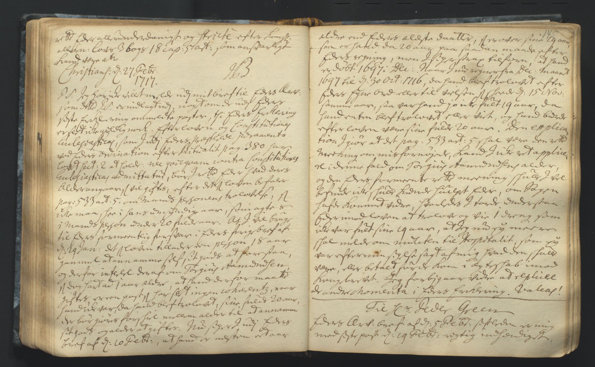 Biskopen i Kristiansand, AV/SAK-1113-0001/B/Ba/L0002: Kopibok for biskop Jens Bircherod, 1716-1720, p. 144b-145a