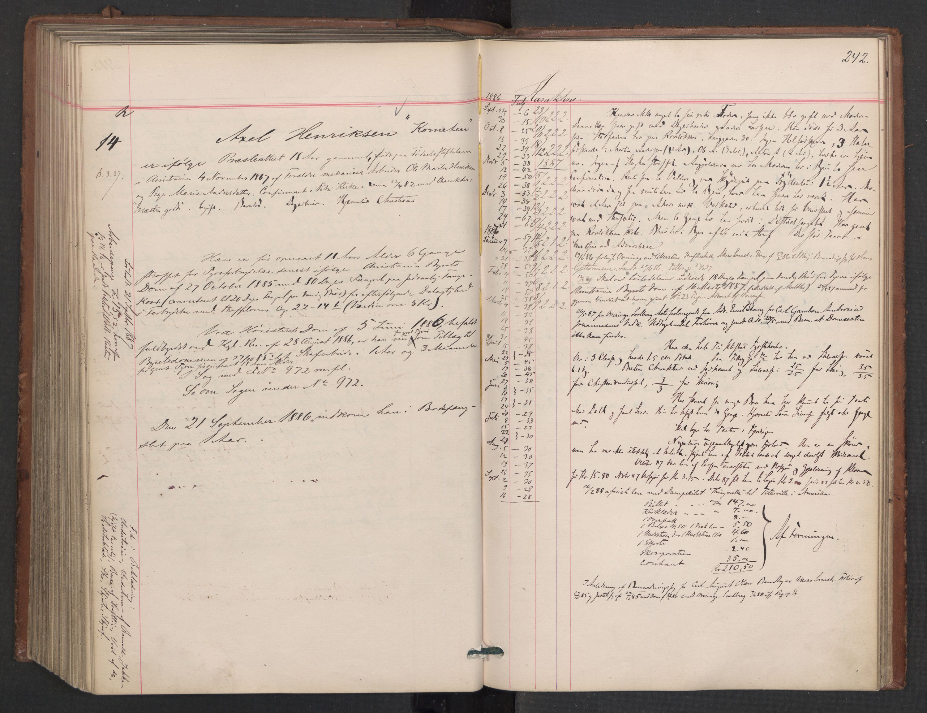 Botsfengslet, AV/RA-S-1539/D/Db/Dbb/L0023: 774g - 57h, 1885-1886, p. 242