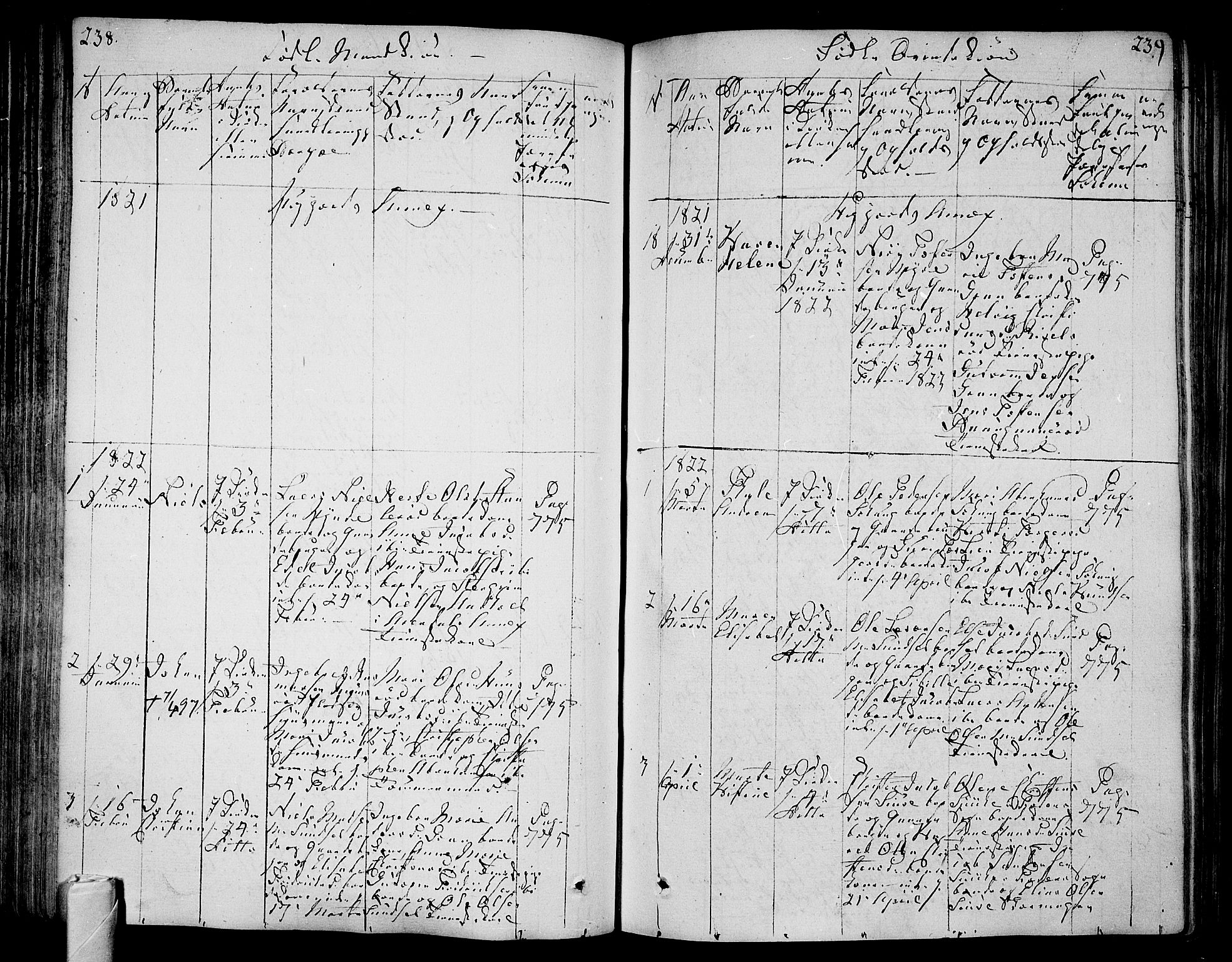 Andebu kirkebøker, AV/SAKO-A-336/F/Fa/L0003: Parish register (official) no. I 3 /2, 1815-1828, p. 238-239