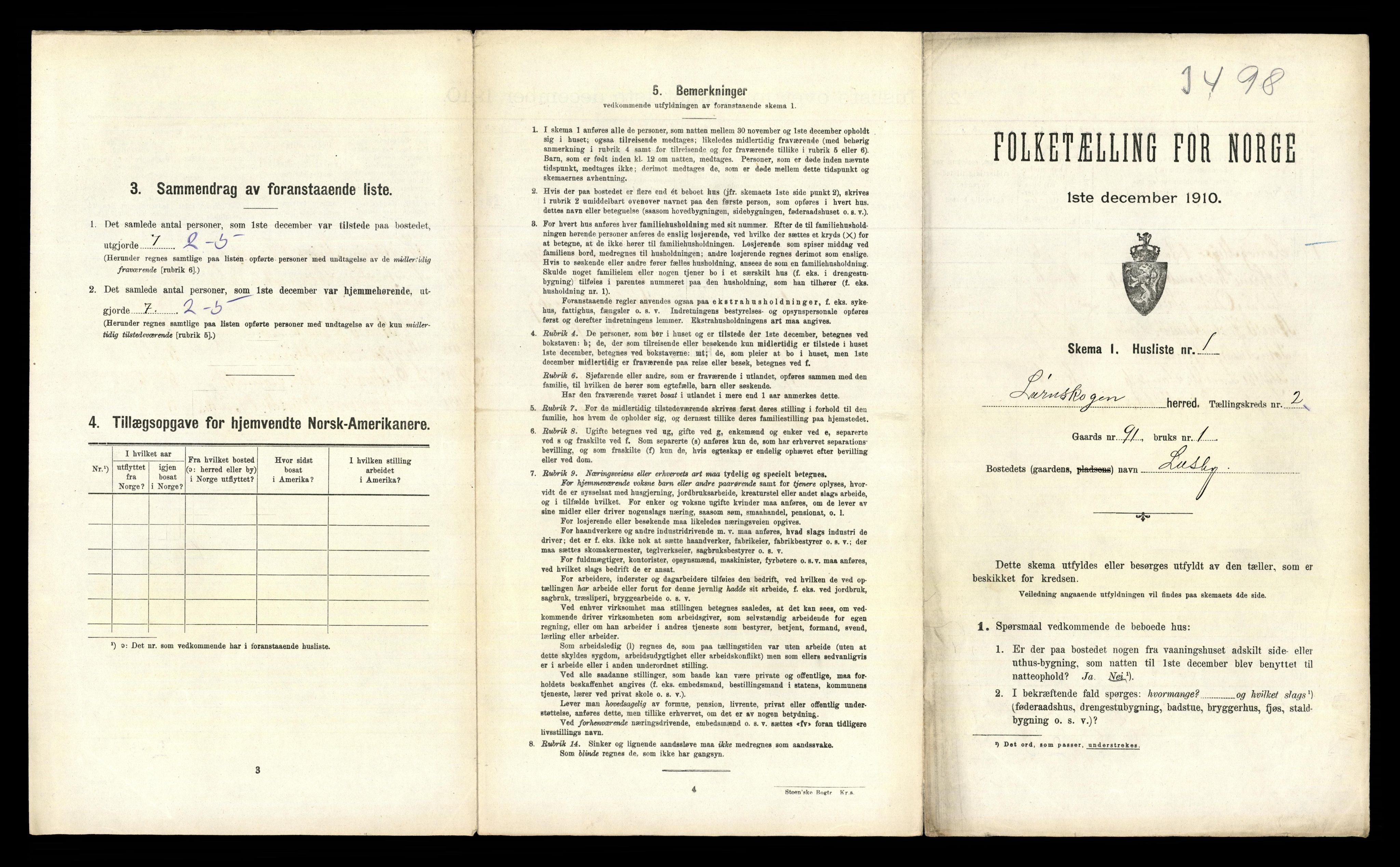 RA, 1910 census for Lørenskog, 1910, p. 184