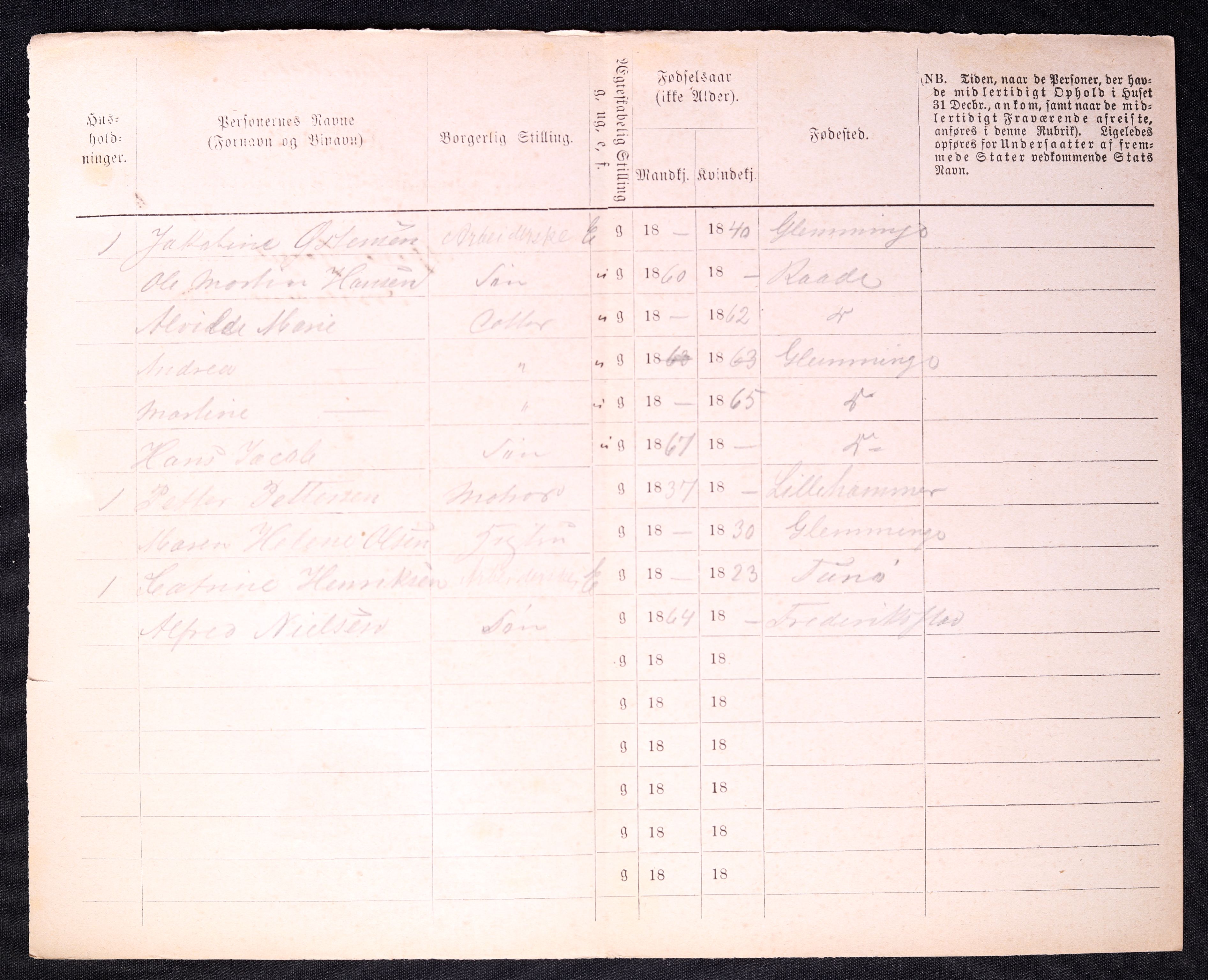 RA, 1870 census for 0103 Fredrikstad, 1870, p. 1232