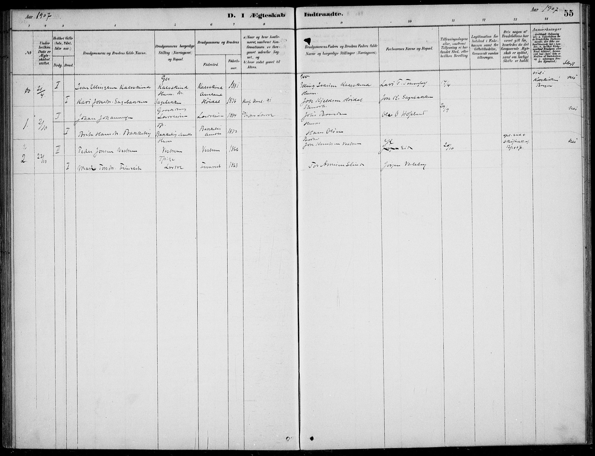 Sogndal sokneprestembete, AV/SAB-A-81301/H/Haa/Haad/L0001: Parish register (official) no. D  1, 1878-1907, p. 55