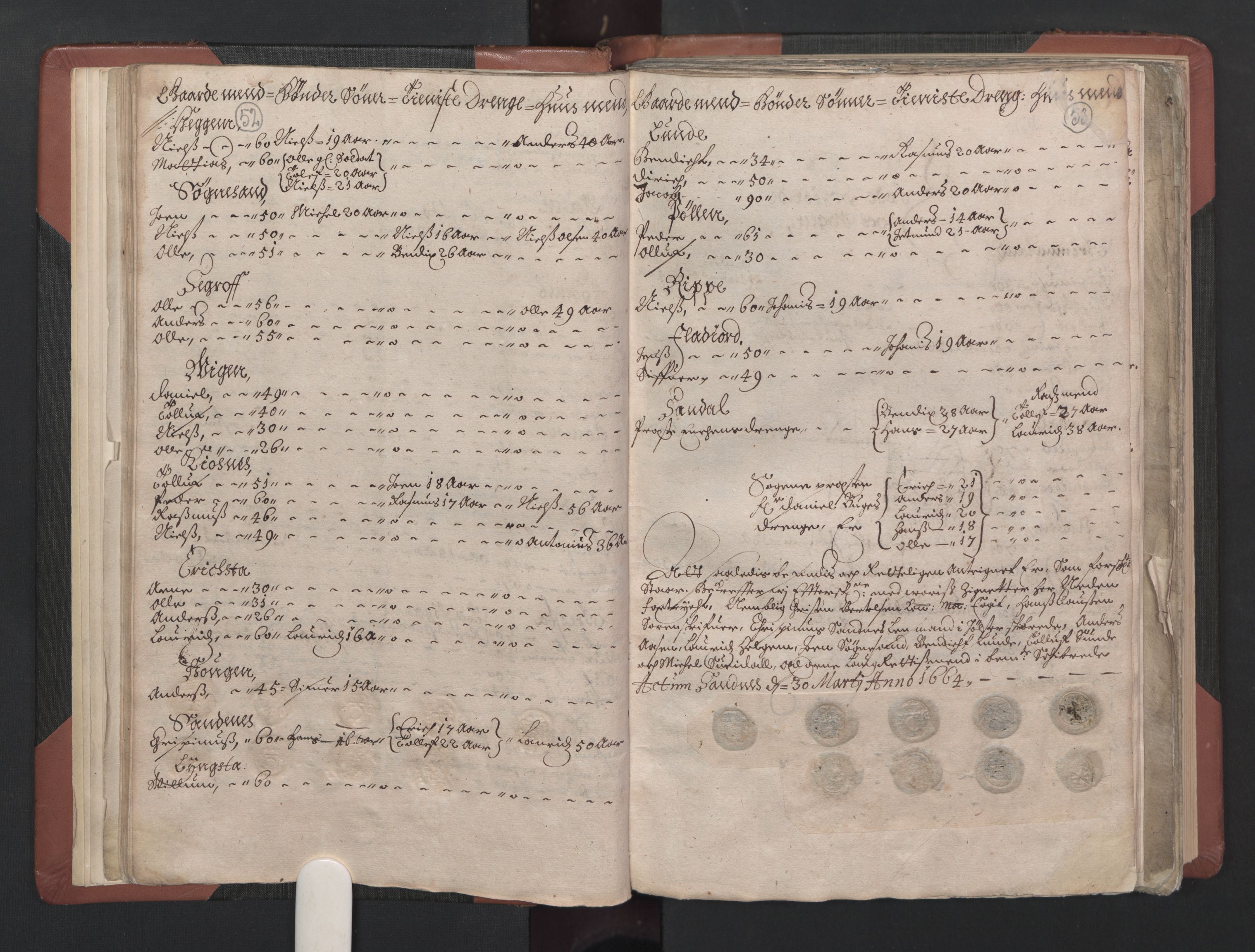 RA, Bailiff's Census 1664-1666, no. 15: Nordfjord fogderi and Sunnfjord fogderi, 1664, p. 52-53