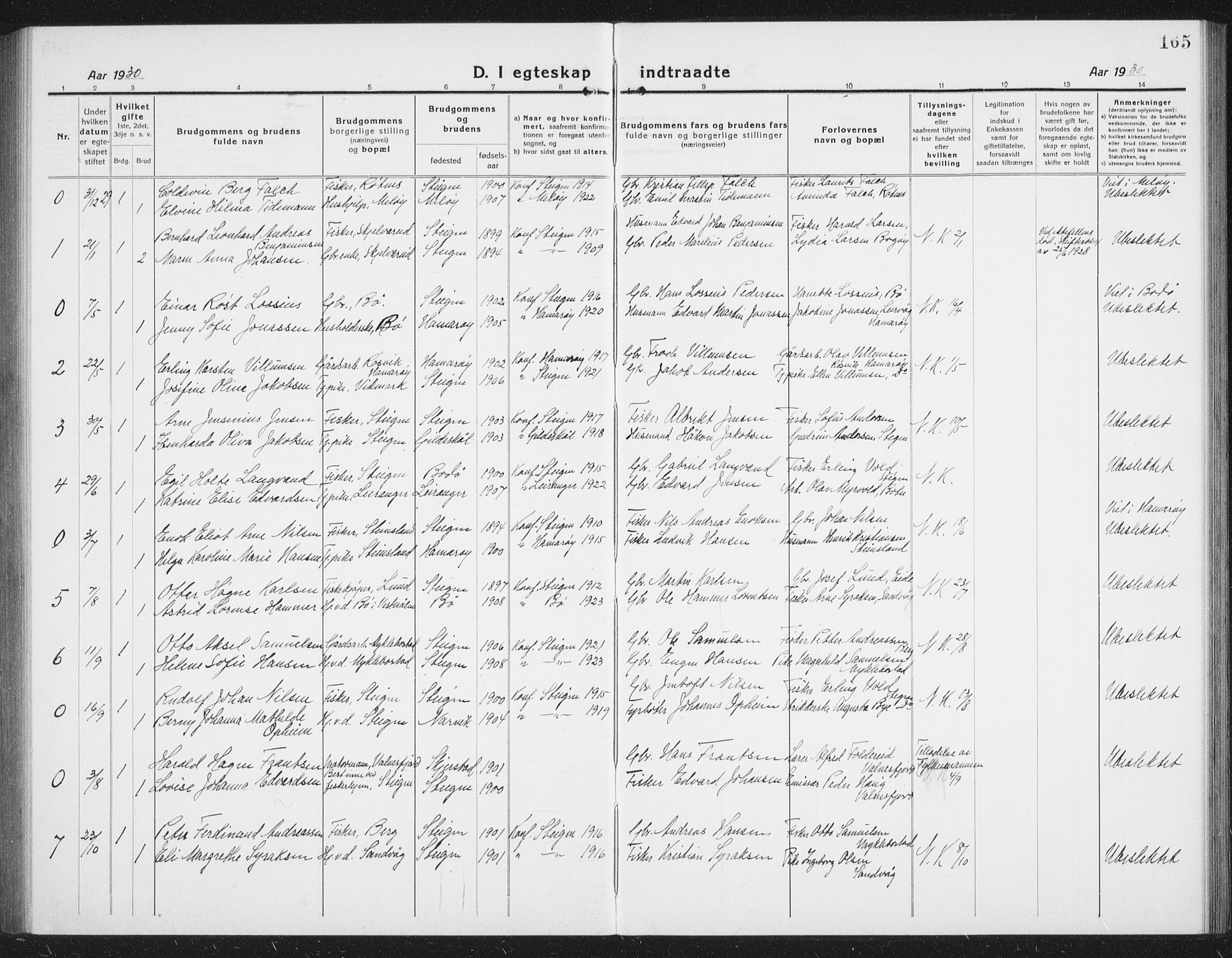 Ministerialprotokoller, klokkerbøker og fødselsregistre - Nordland, AV/SAT-A-1459/855/L0817: Parish register (copy) no. 855C06, 1917-1934, p. 165