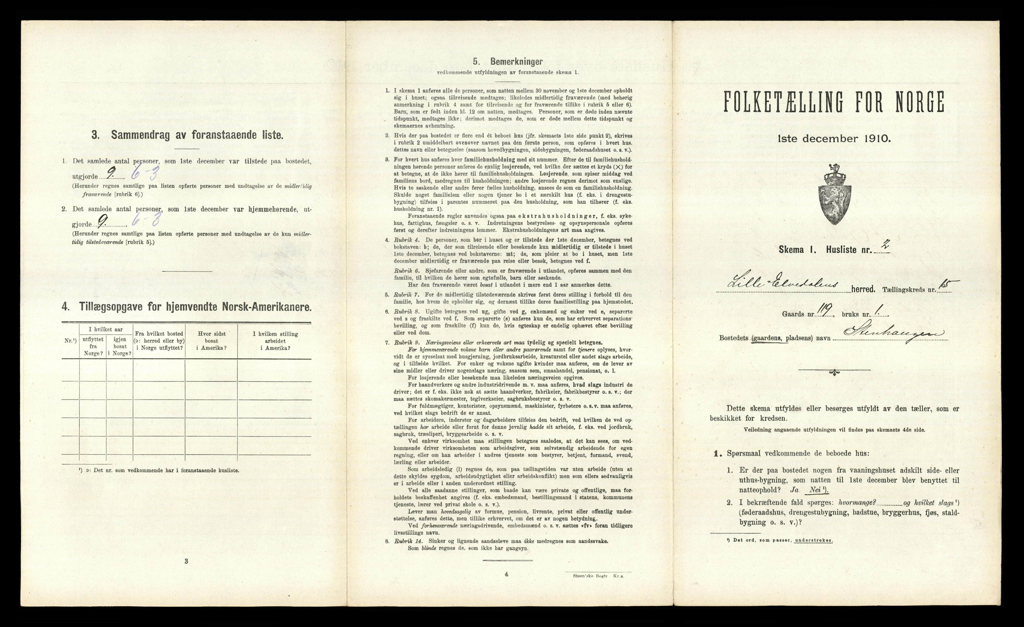 RA, 1910 census for Lille Elvedalen, 1910, p. 1219