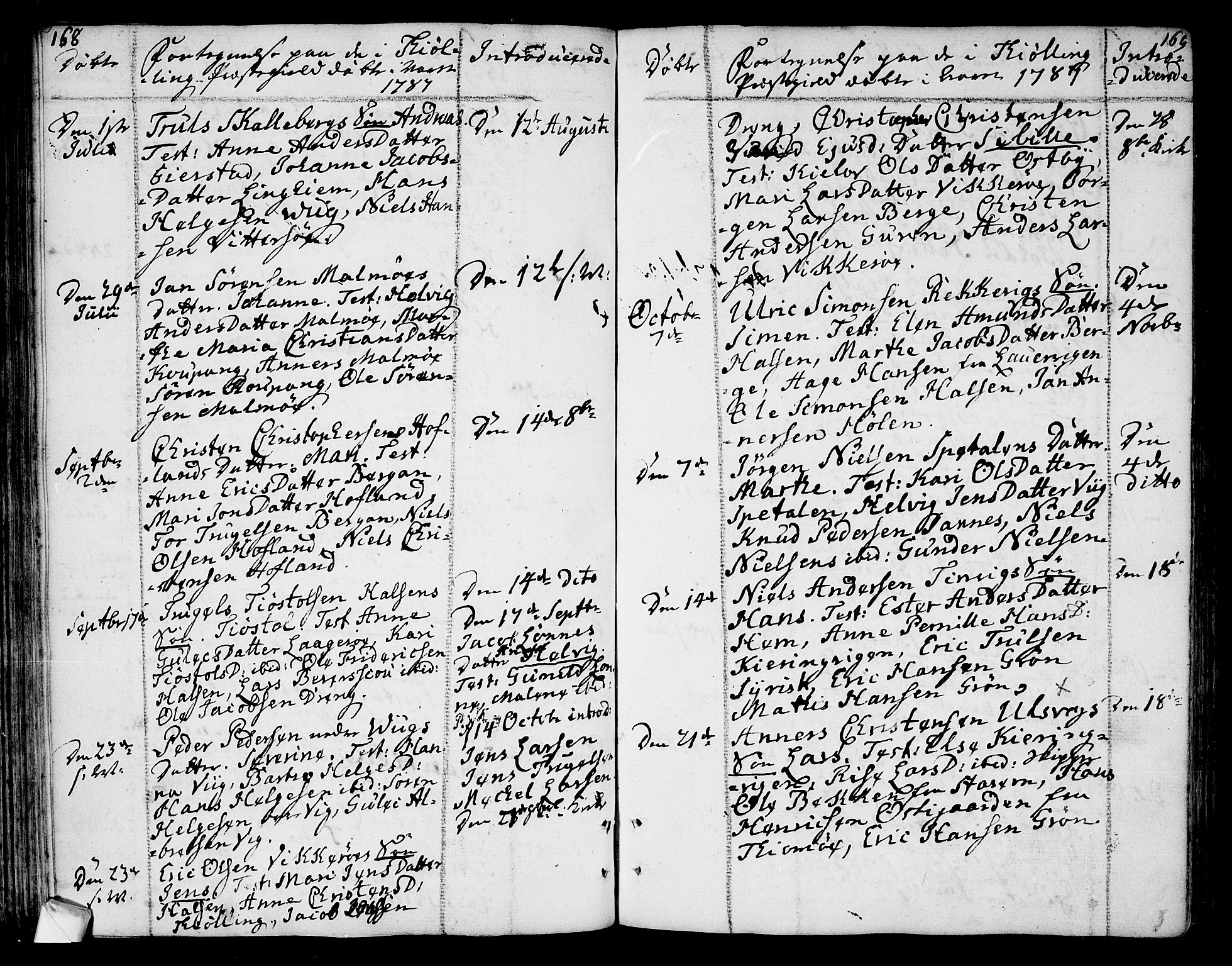 Tjølling kirkebøker, AV/SAKO-A-60/F/Fa/L0004: Parish register (official) no. 4, 1779-1817, p. 168-169