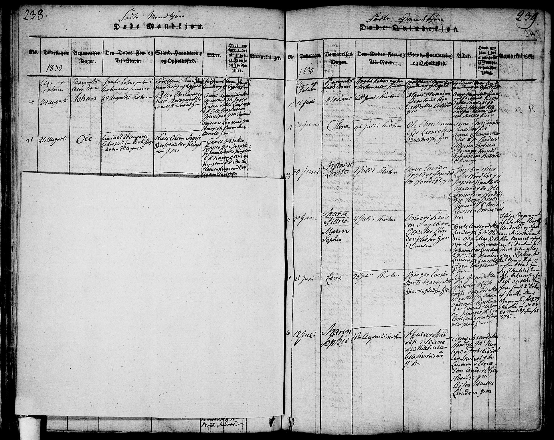 Våler prestekontor Kirkebøker, AV/SAO-A-11083/F/Fa/L0005: Parish register (official) no. I 5, 1815-1839, p. 238-239