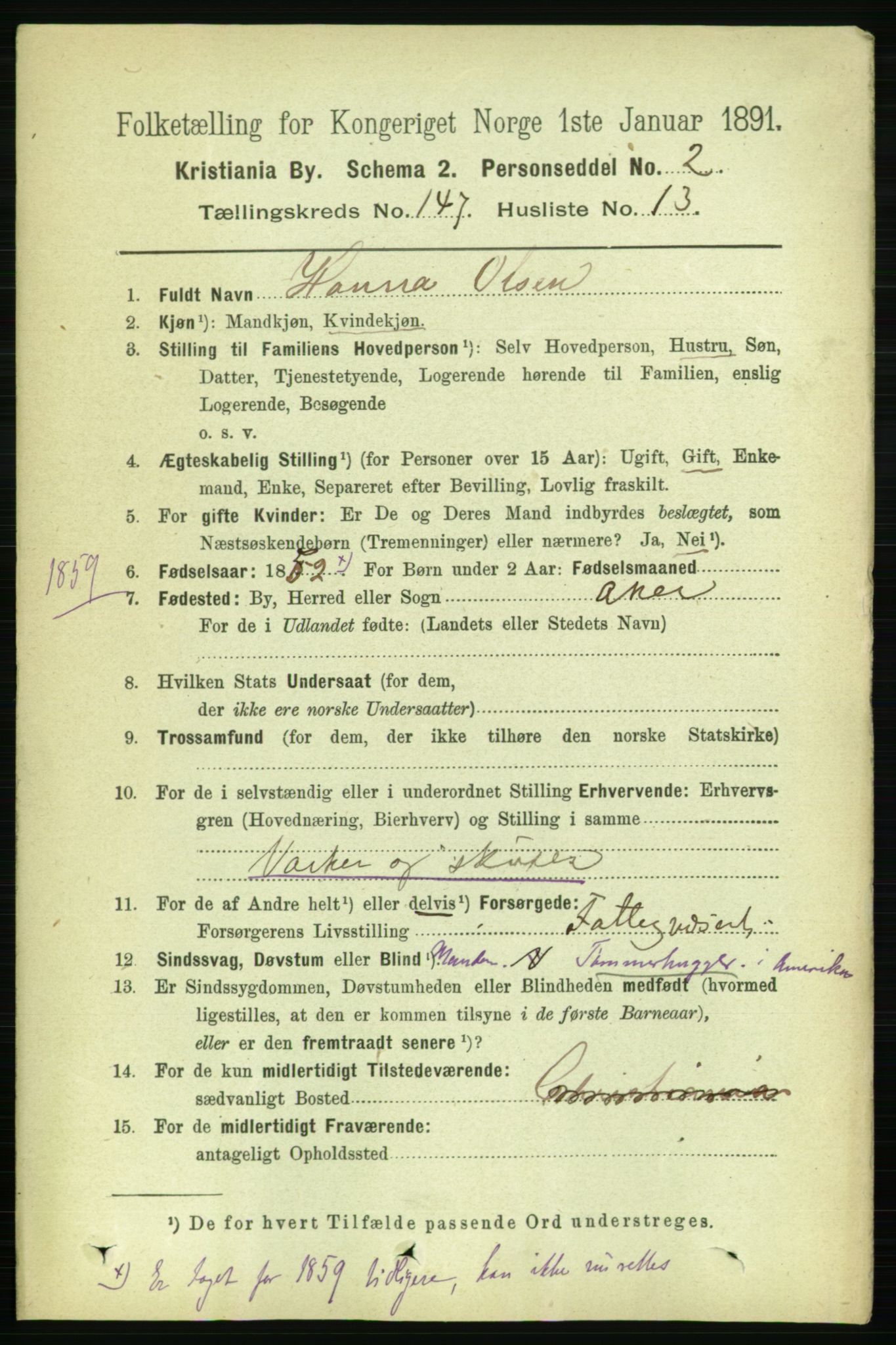 RA, 1891 census for 0301 Kristiania, 1891, p. 81983