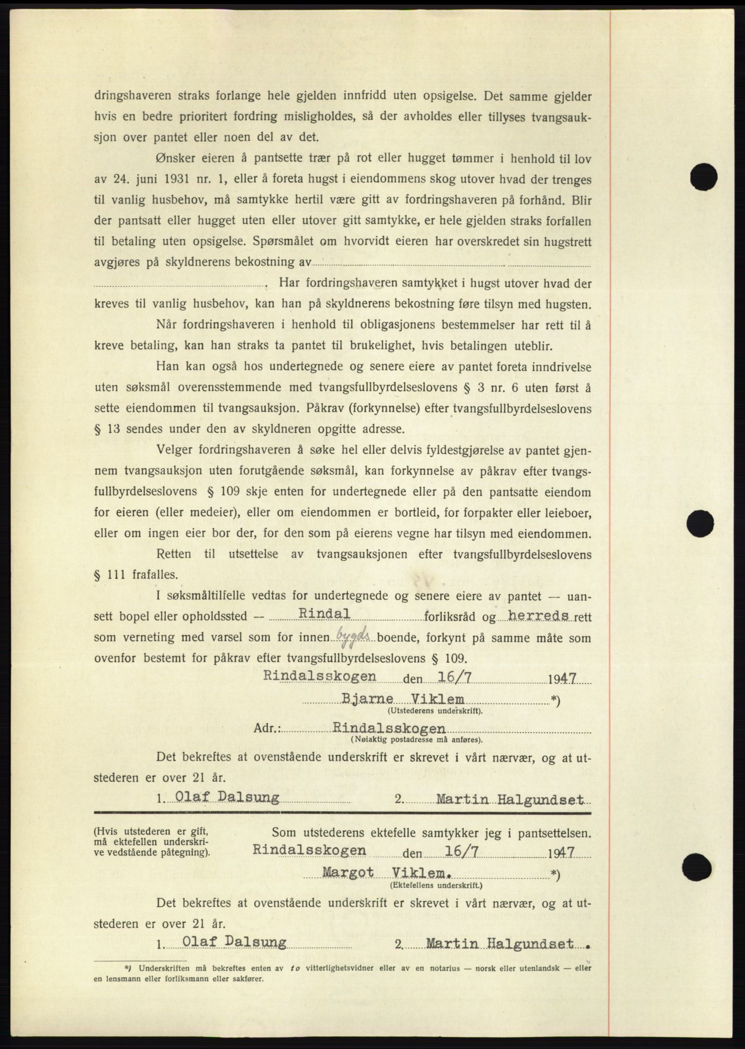 Nordmøre sorenskriveri, AV/SAT-A-4132/1/2/2Ca: Mortgage book no. B96, 1947-1947, Diary no: : 1756/1947