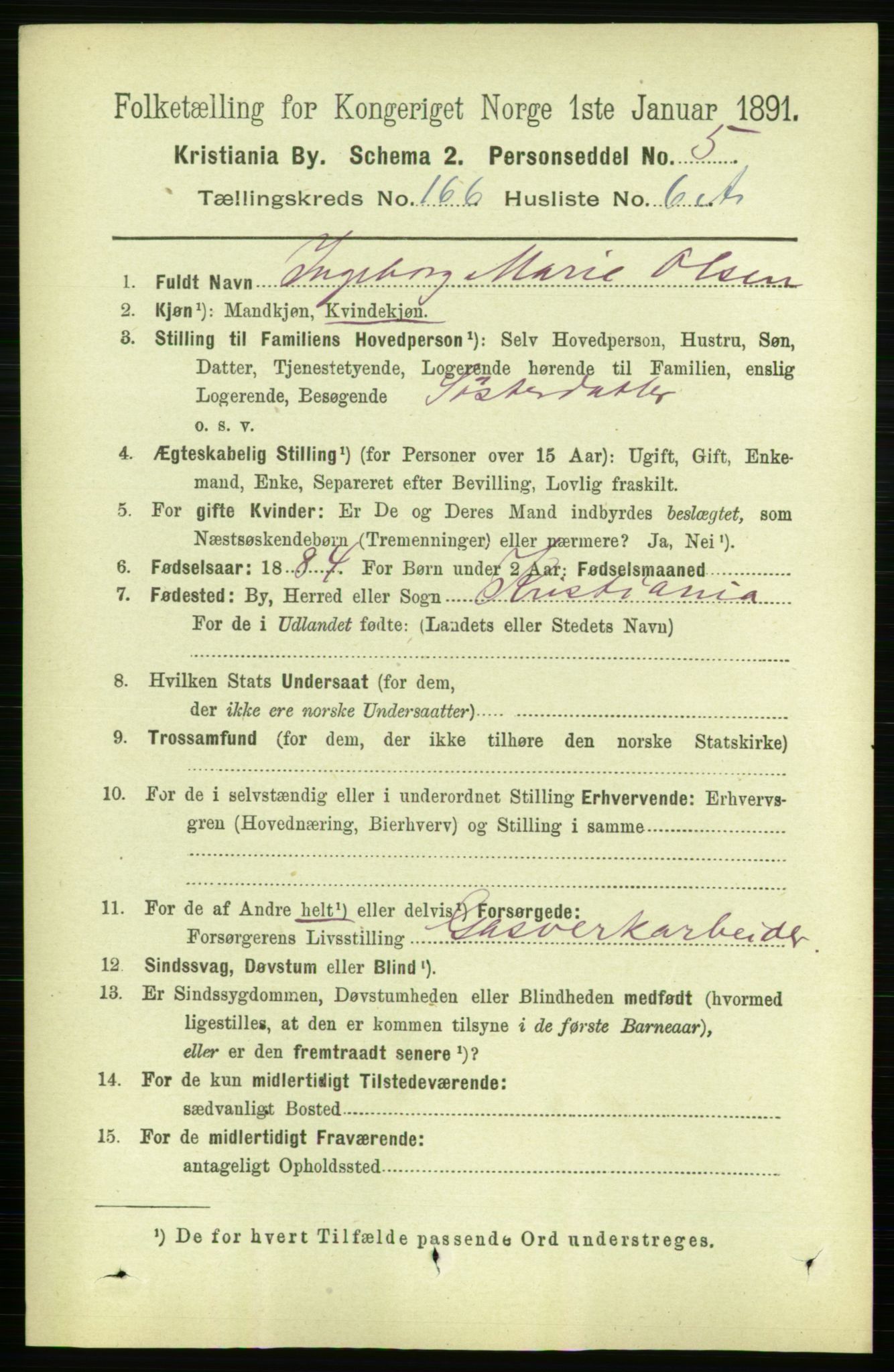 RA, 1891 census for 0301 Kristiania, 1891, p. 96667