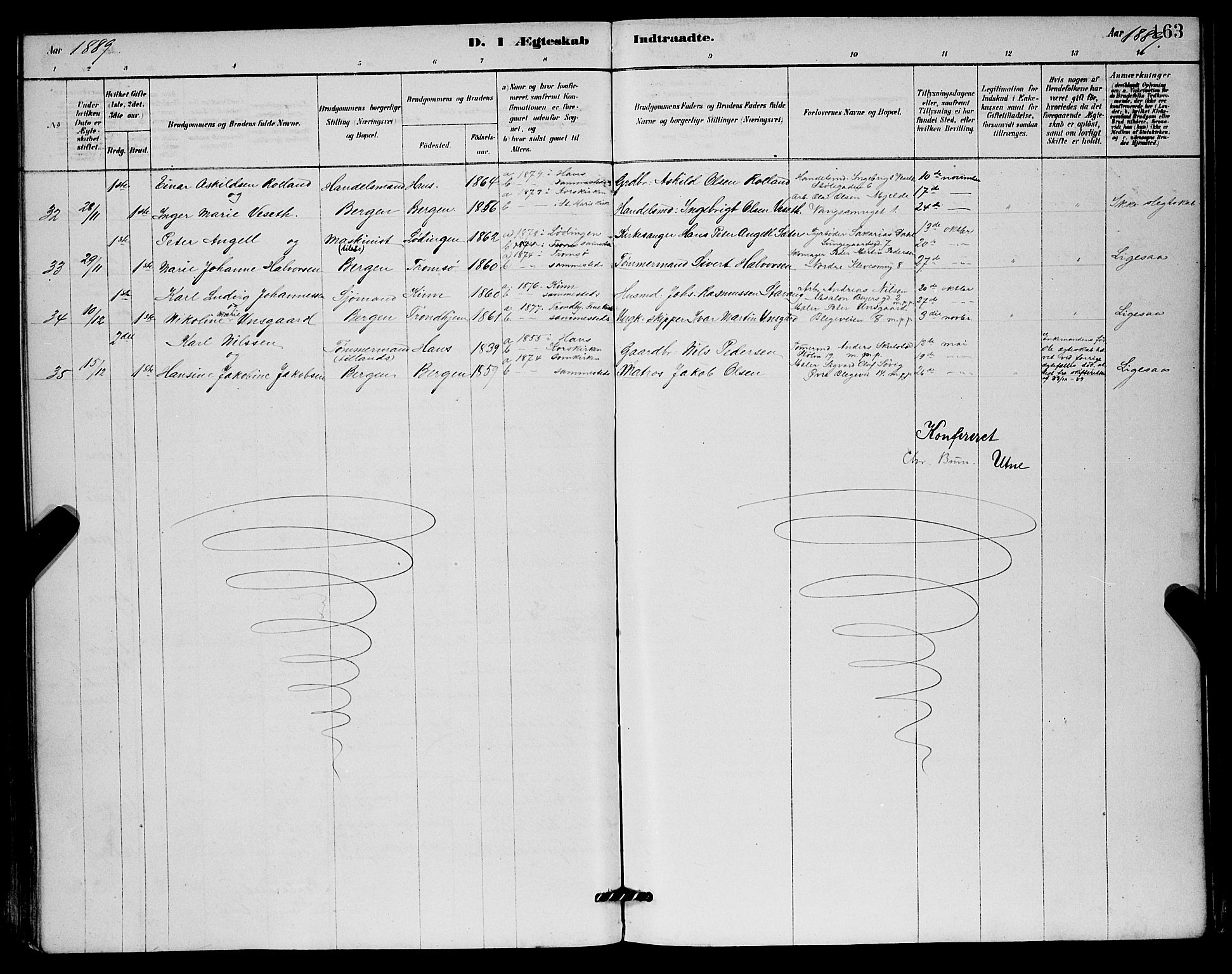 Mariakirken Sokneprestembete, AV/SAB-A-76901/H/Hab/L0004: Parish register (copy) no. A 4, 1878-1892, p. 163